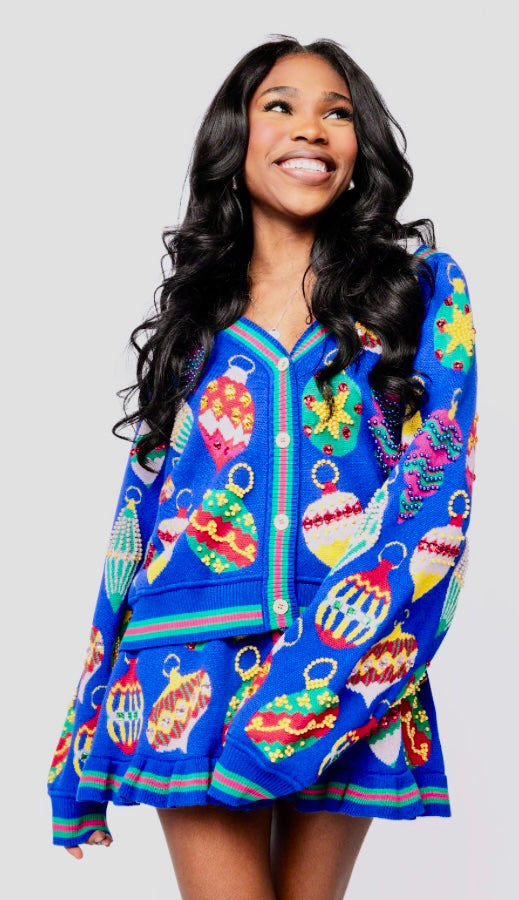 Queen of Sparkles Blue Ornament Sweater