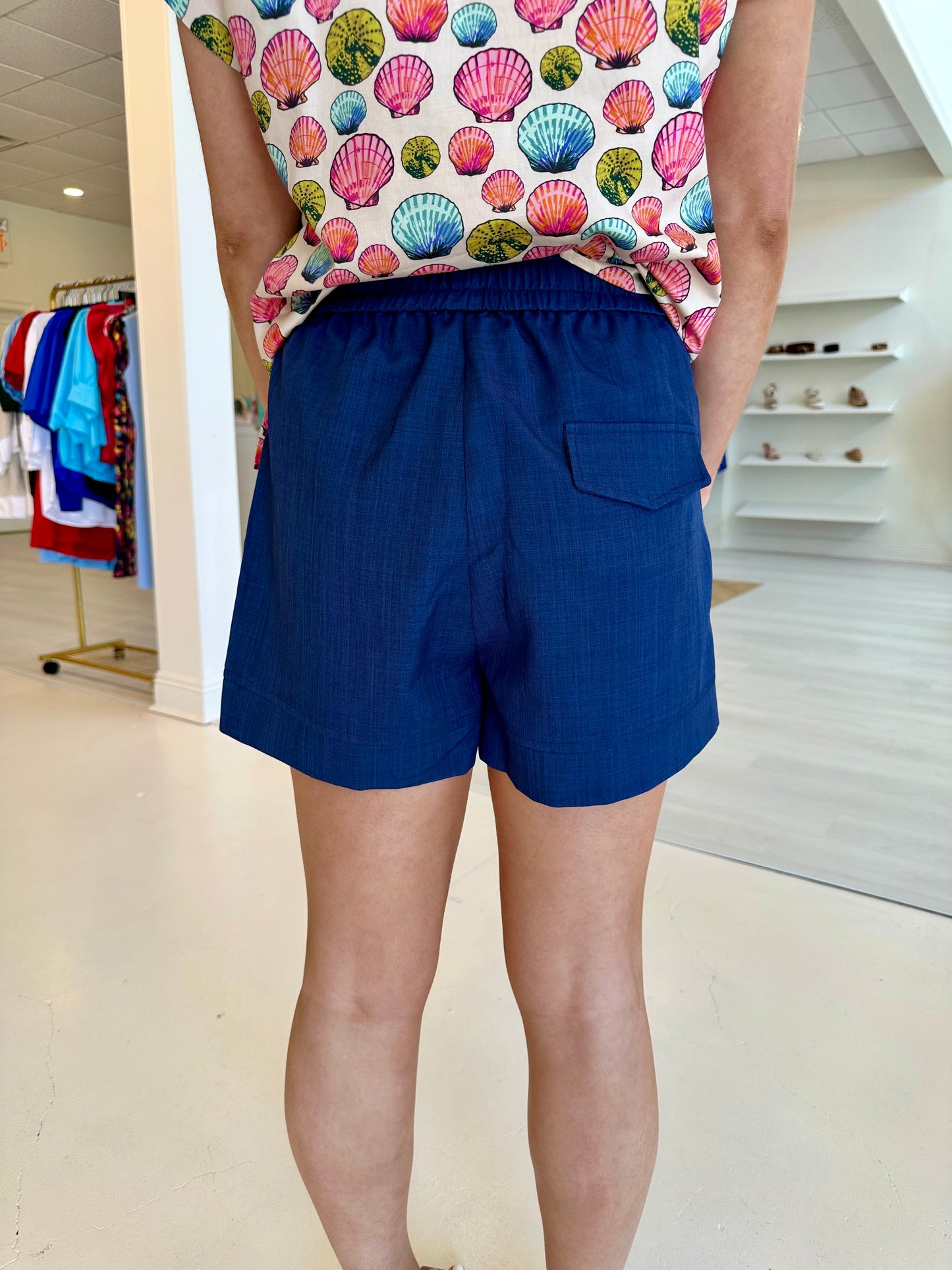Joy Joy Jessica Elastic Waist Short - Navy