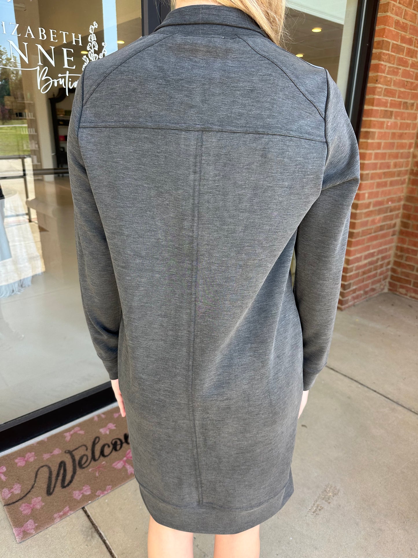 Esqualo Modal Zipper Dress - Dark Grey