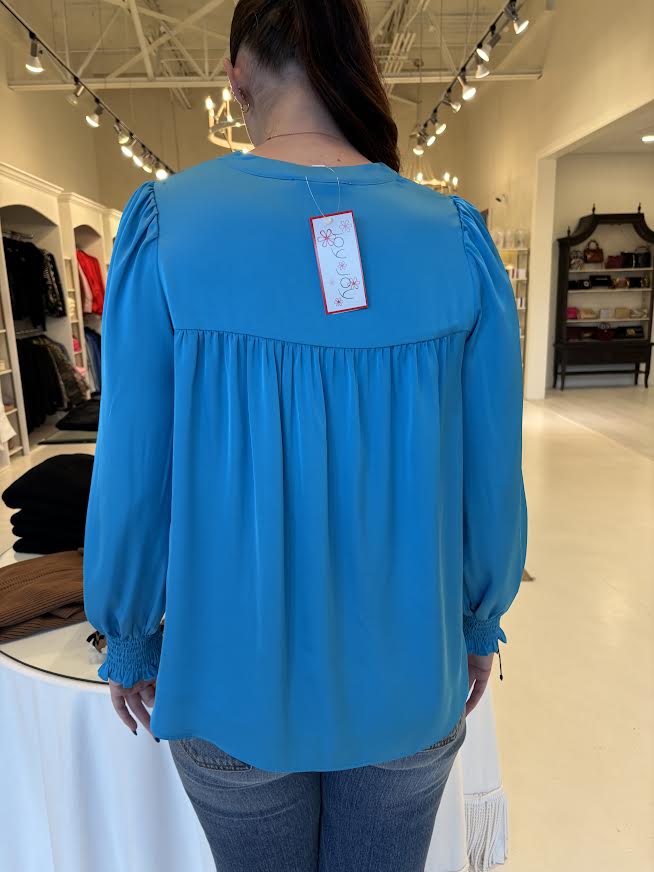 Joy Joy Turquoise V-Neck Blouse