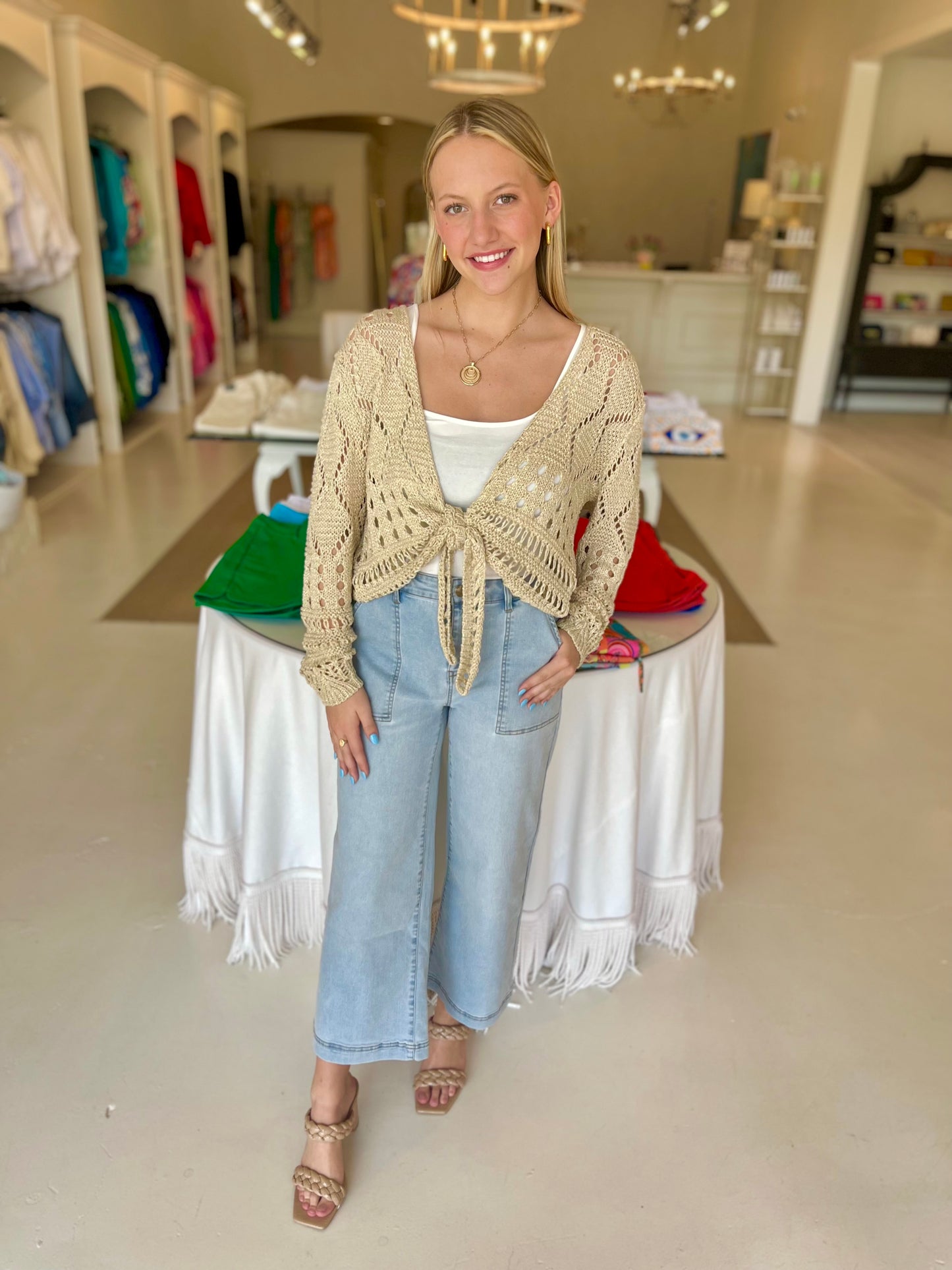 Esqualo Bolero Fancy Lurex Open Knit