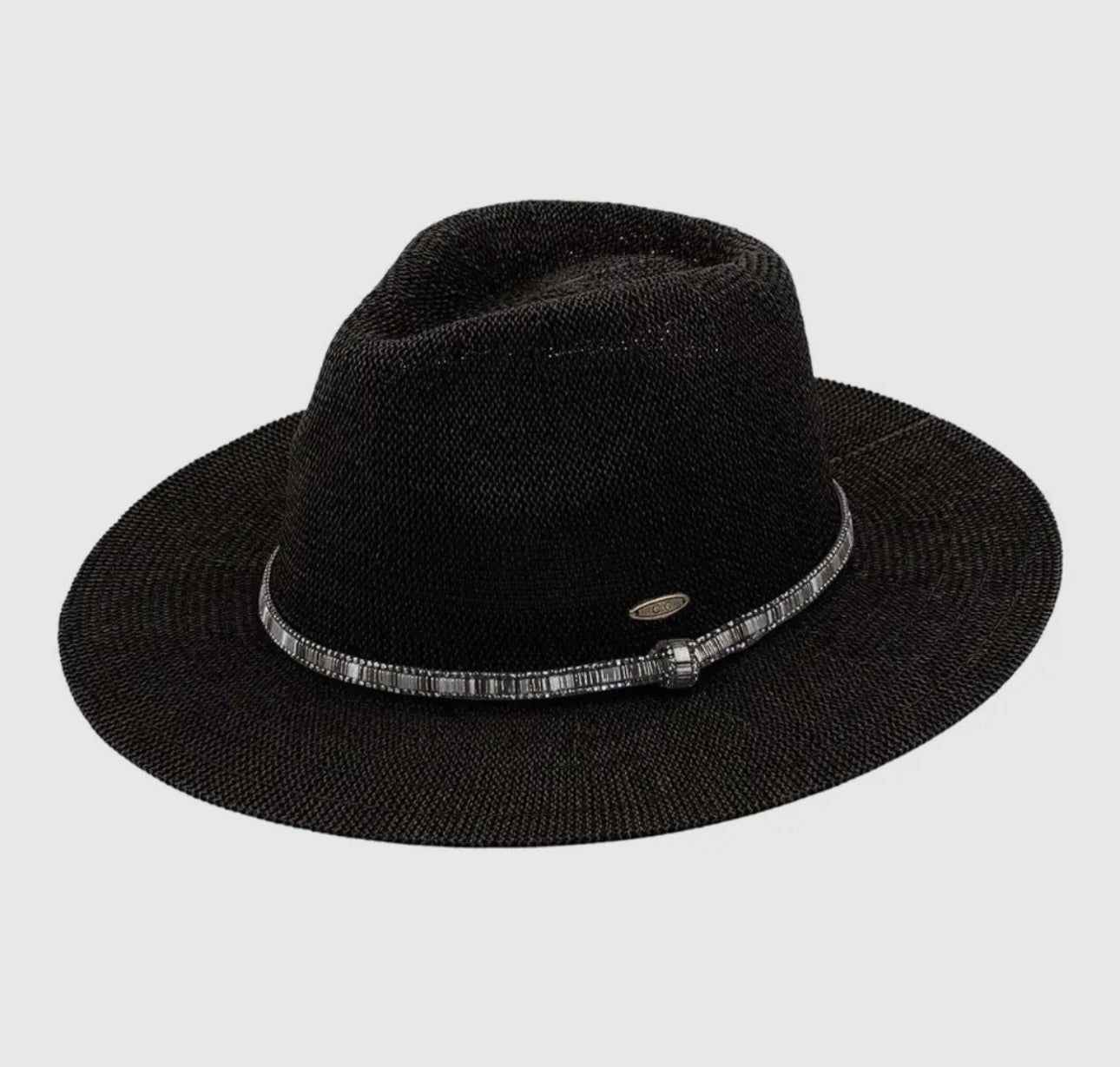Straw Panama hat with beaded band