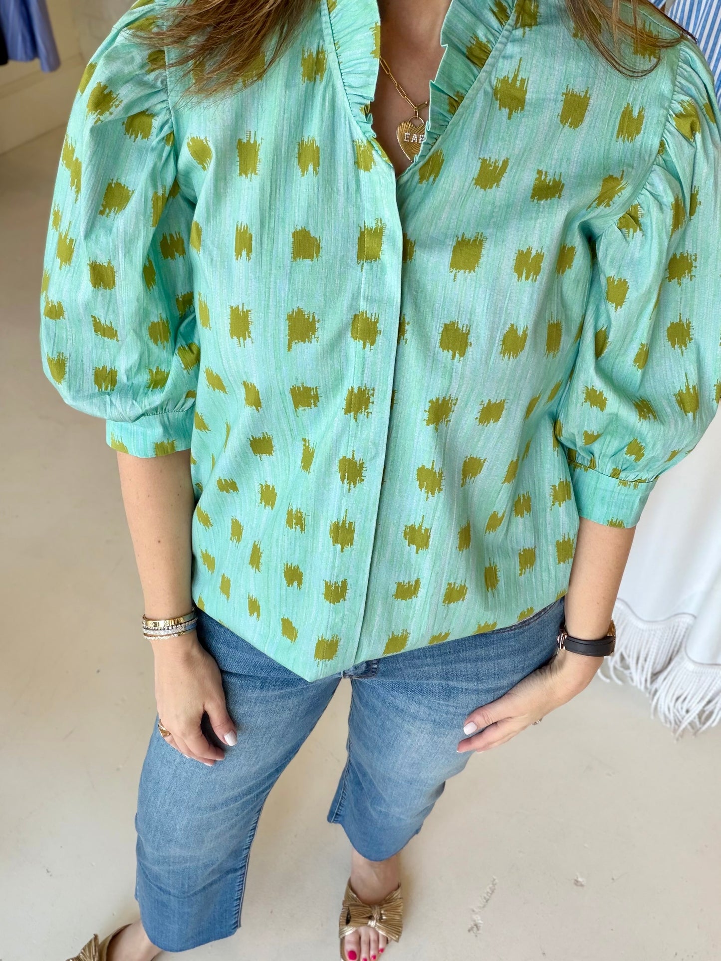 Holly Shae Laura Top - Sprig & Sky Grasscloth