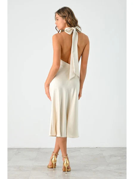 Lavender Brown Lila Mida Dress - Bone