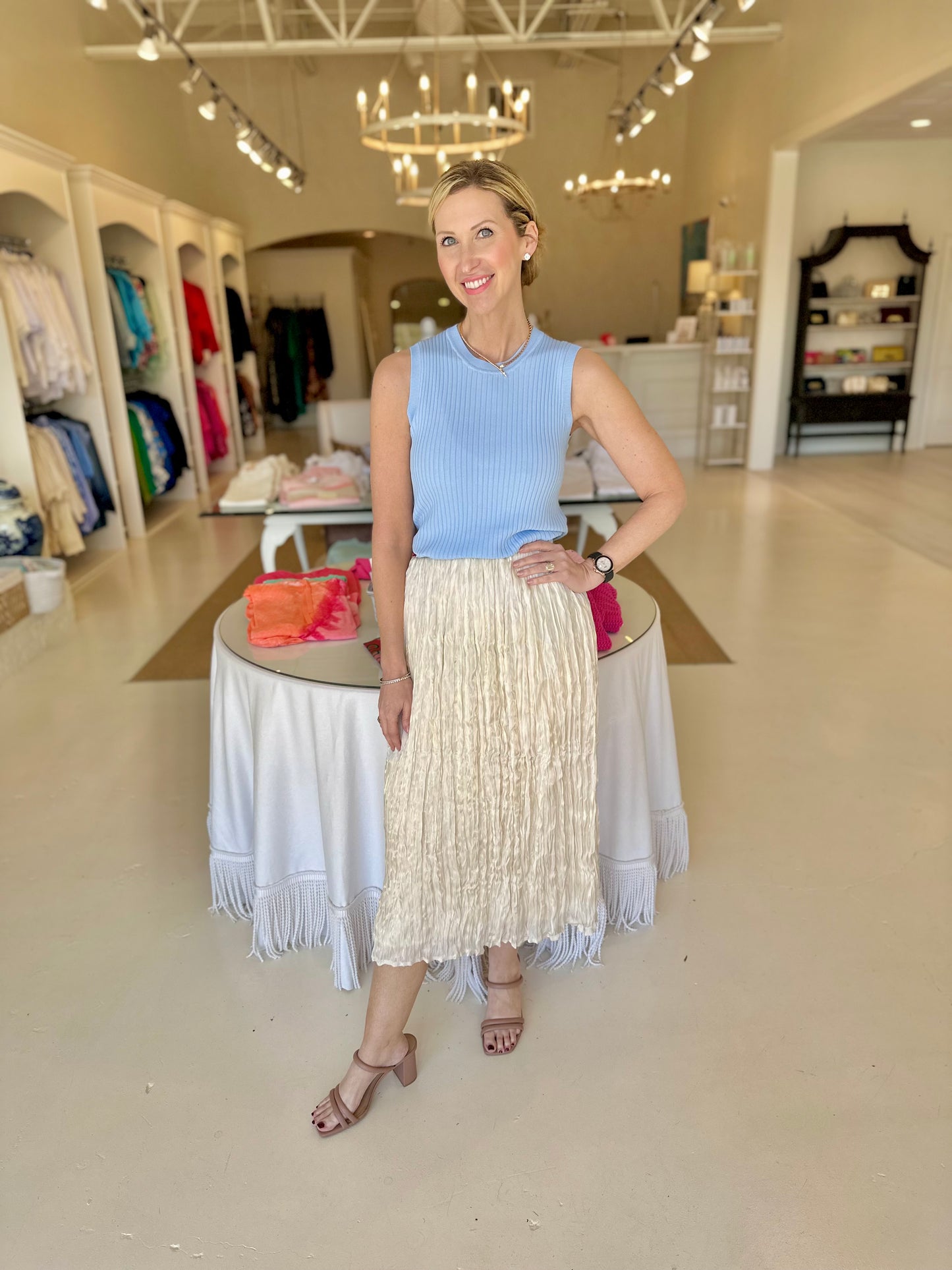 Esqualo Ribbed Tank - Sky Blue