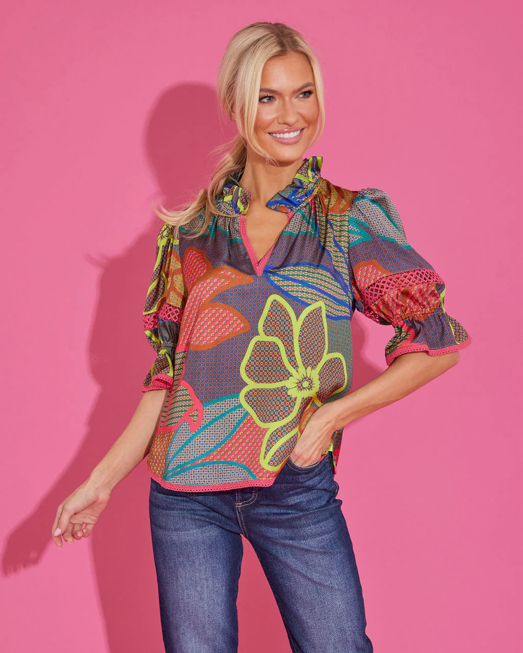 Alden Adair Lottie Top - Geo Floral