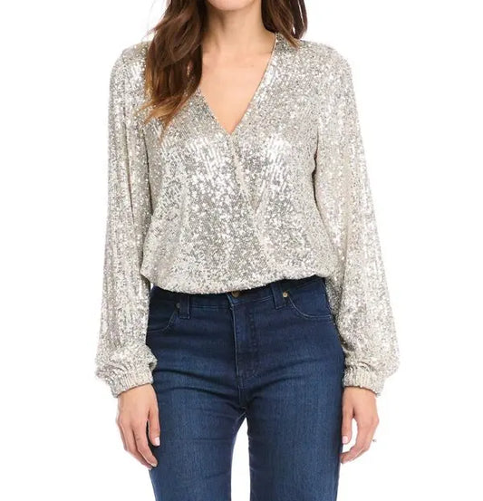 Fifteen Twenty Sequin Wrap Top
