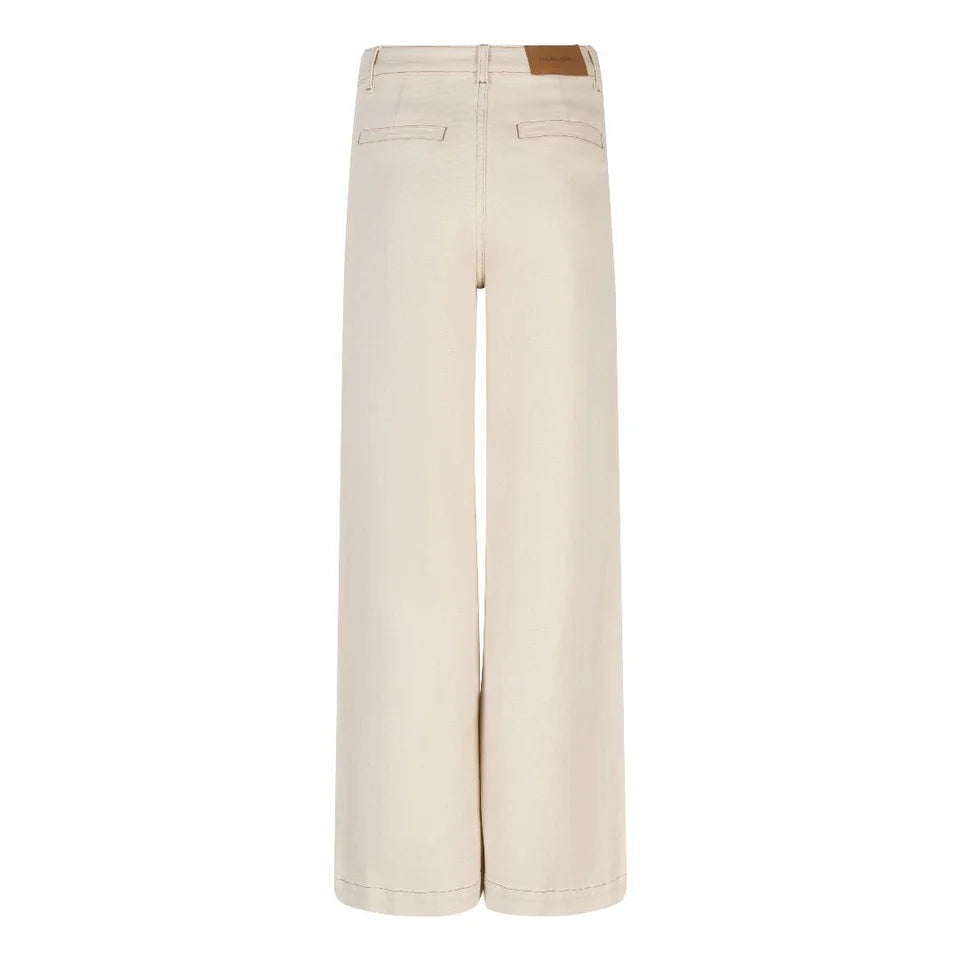 Esqualo Wide Leg Twill Pants - Beige