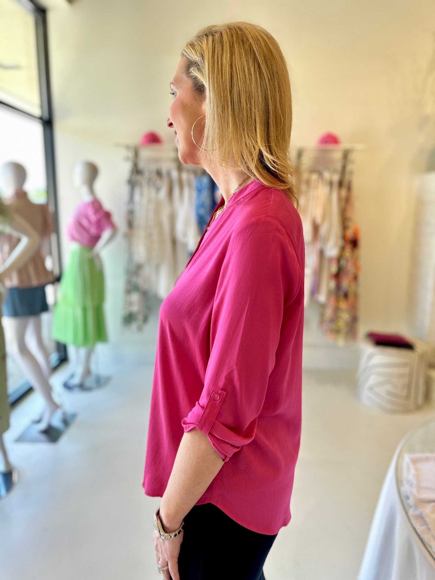 Renuar Air Flow Fabric Blouse Peony