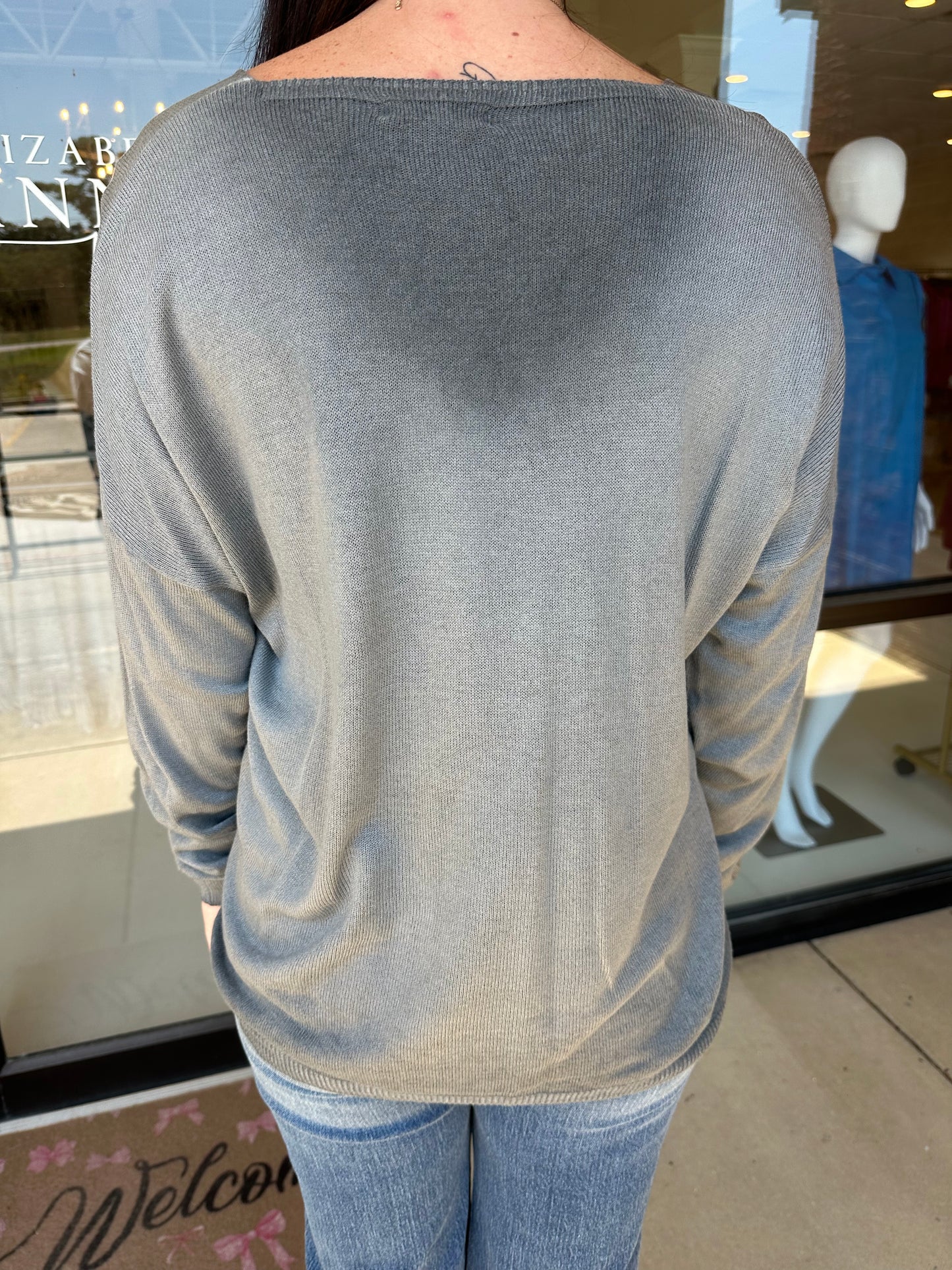 Silver Metallic Knit Sweater