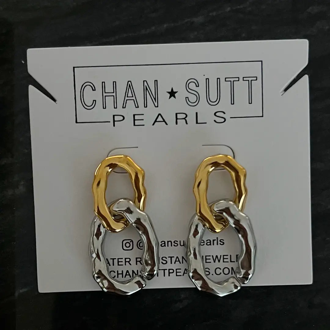 Chan Sutt Gold & Silver Chain Earrings
