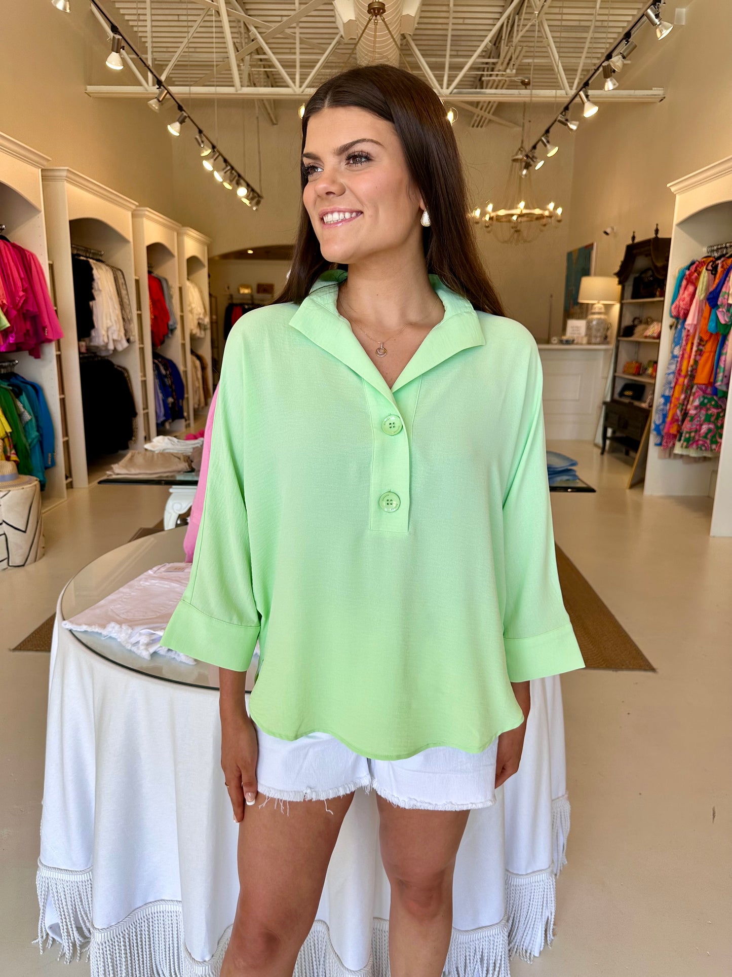 Renuar Woven Double Button Blouse