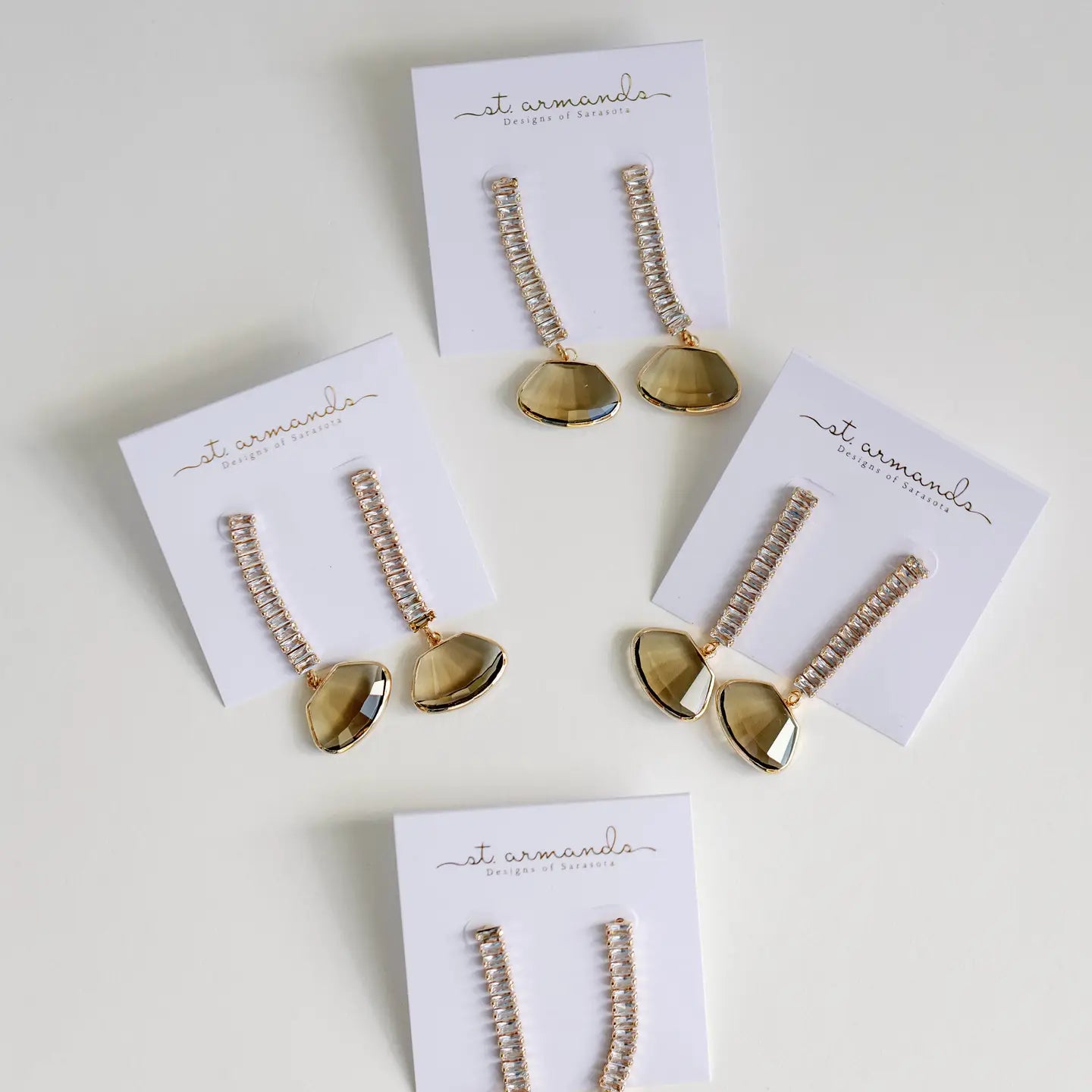 St Armand's Brown Swing Diamond Drop Statement Earrings