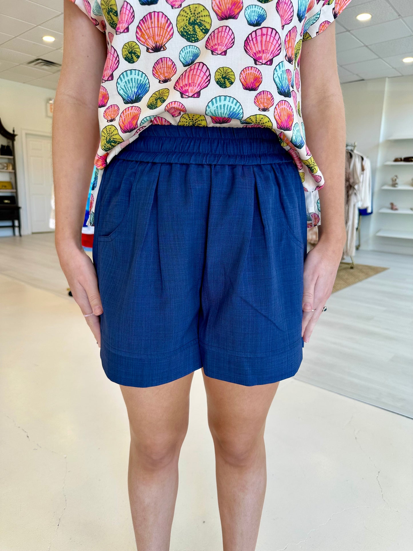 Joy Joy Jessica Elastic Waist Short - Navy