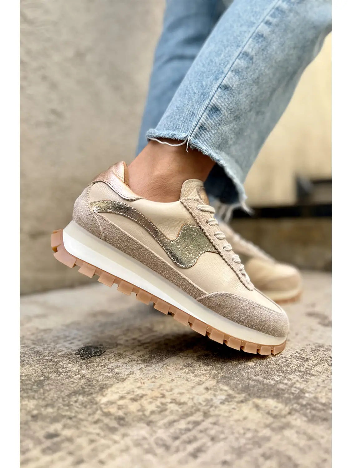 PMK Beige Leather Sneakers