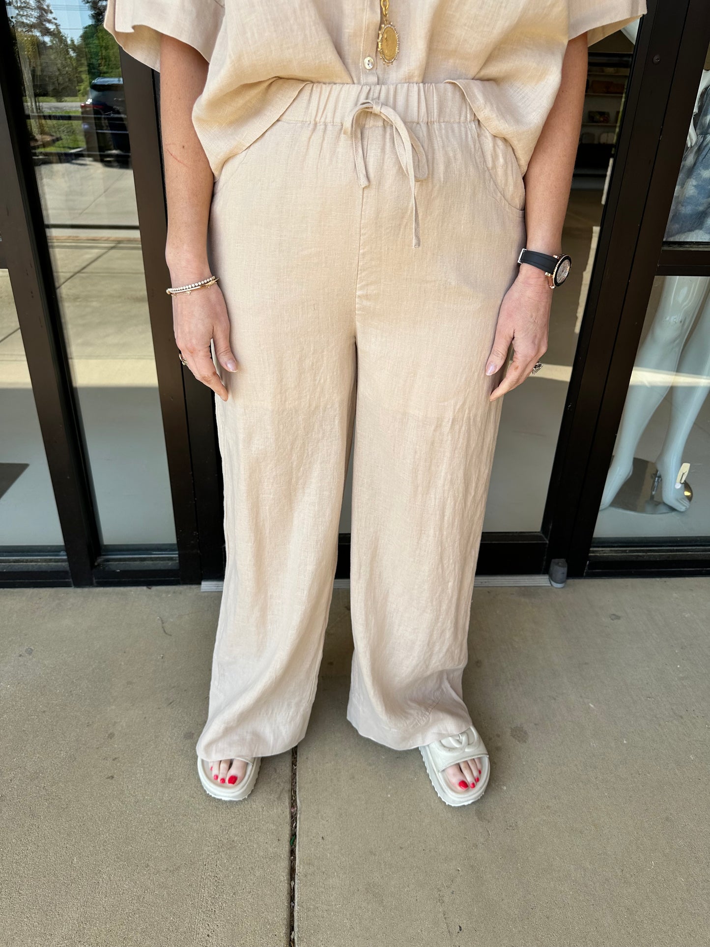 Esqualo Linen Trousers- Sand
