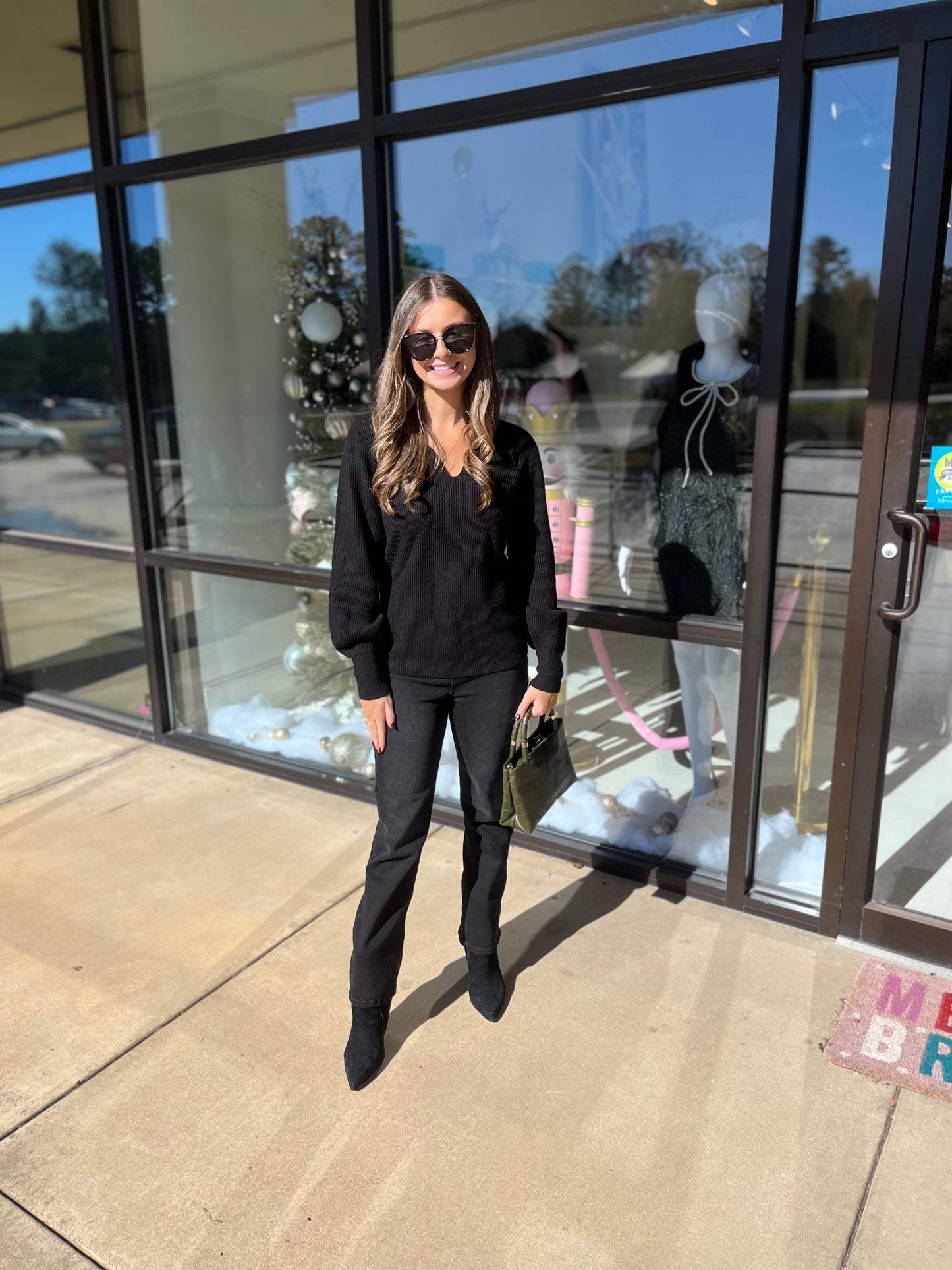 Esqaulo Long Sleeve Sweater- Black