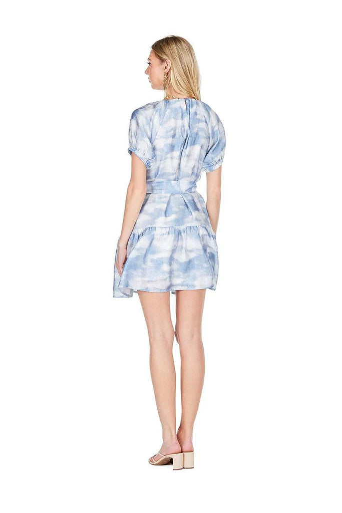 Joy Joy Ruch Round Neck Dress - Clouds