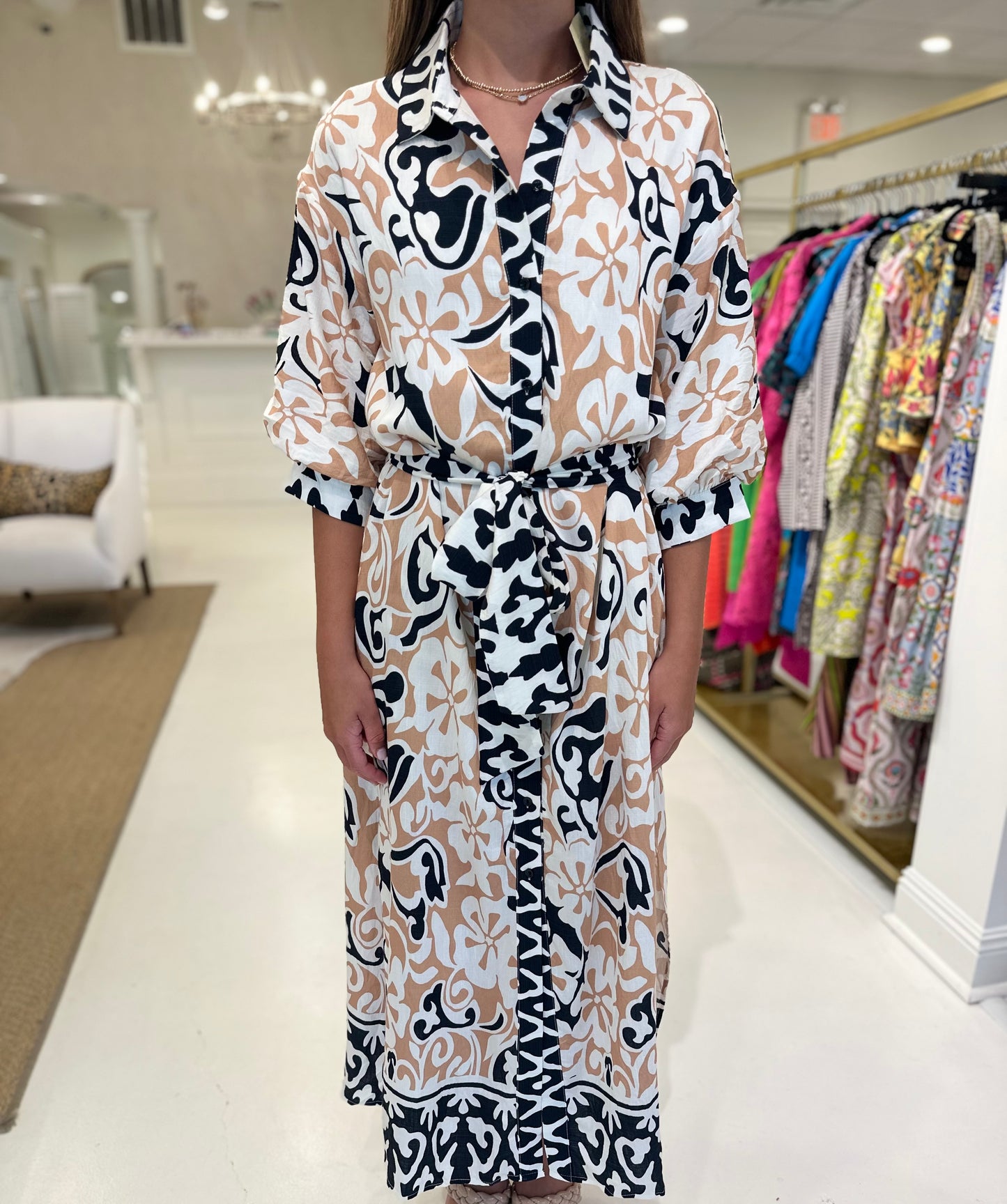 Jade Maxi Shirt Dress - Ethnic Border