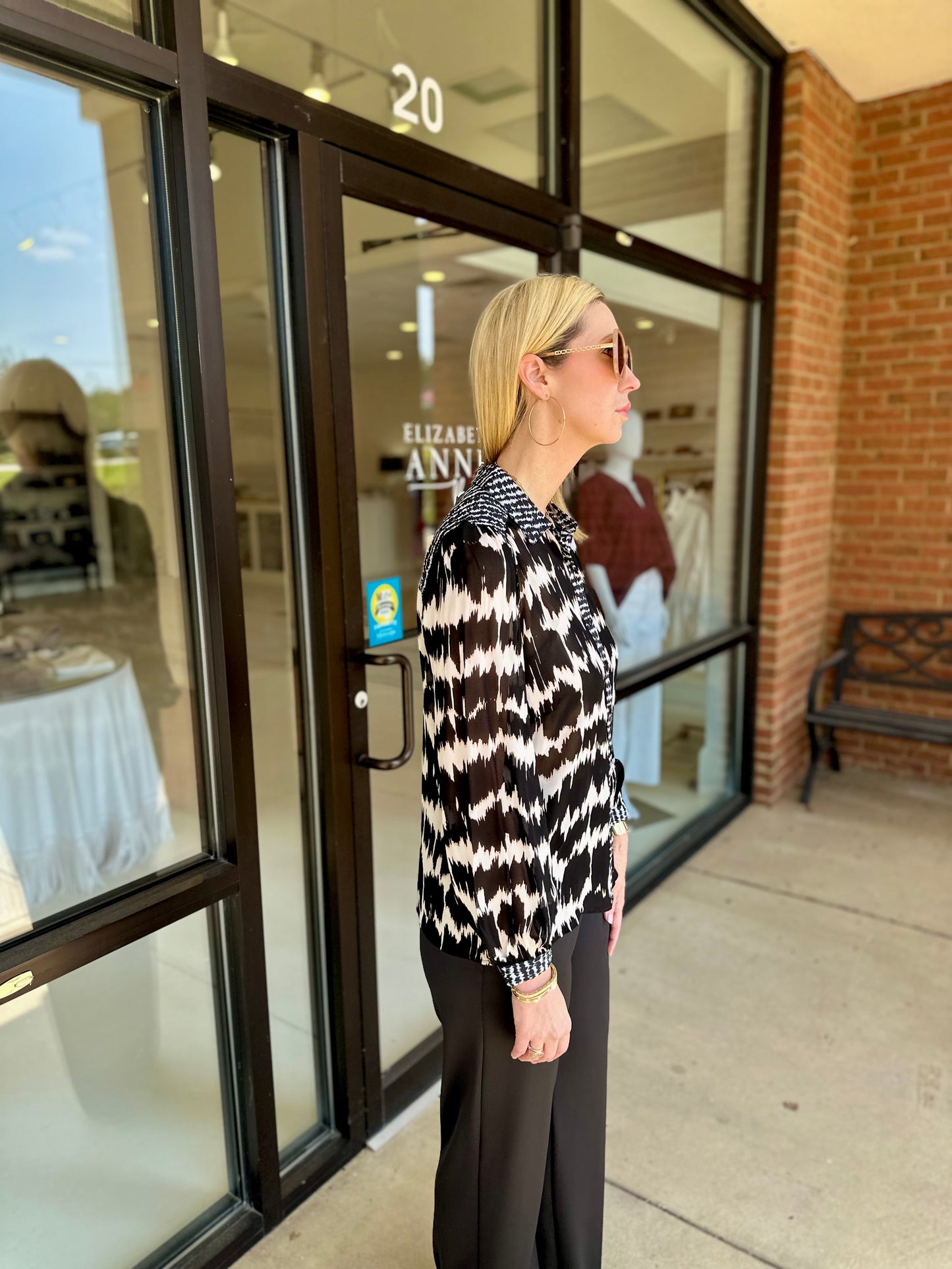 Esqualo Leopard Print Long Sleeve Blouse