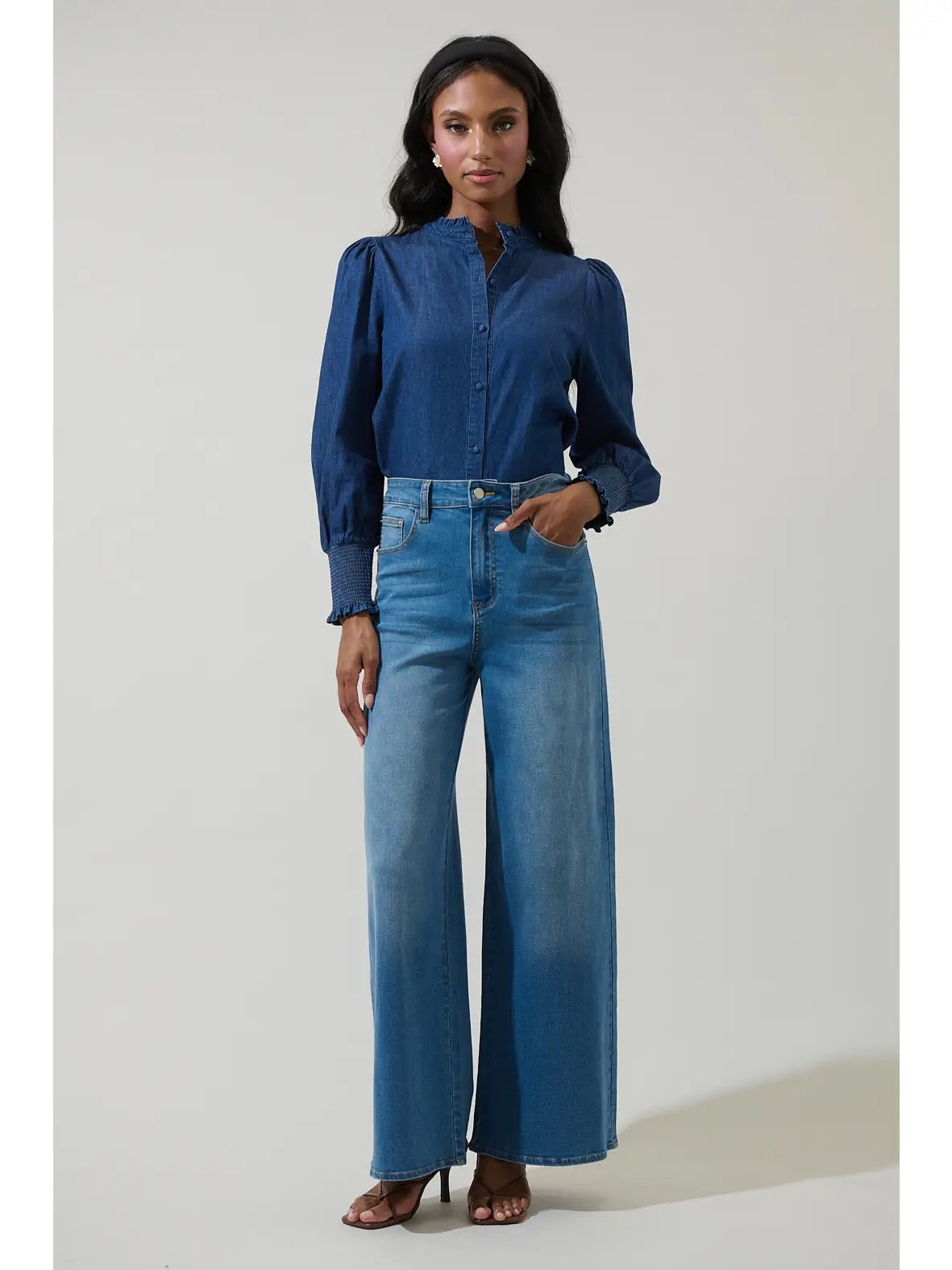 EAB Favorites Haysville Denim Button Down Top