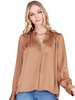 Joy Joy Placket V-Neck Top - Coco