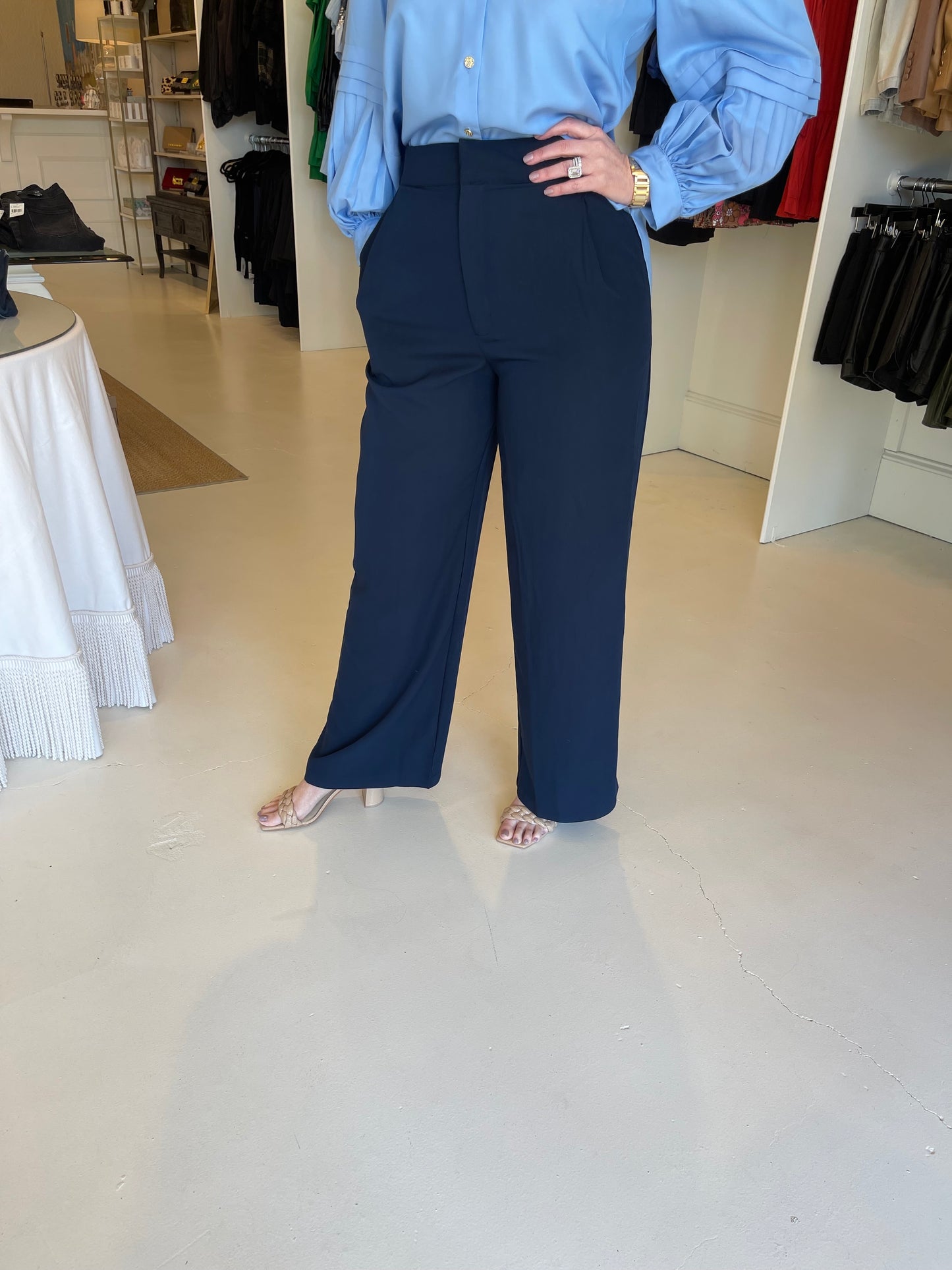 Apricot Cali Chic Palazzo Pant - Navy