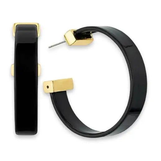 Black & Gold Statement Hoop Earrings