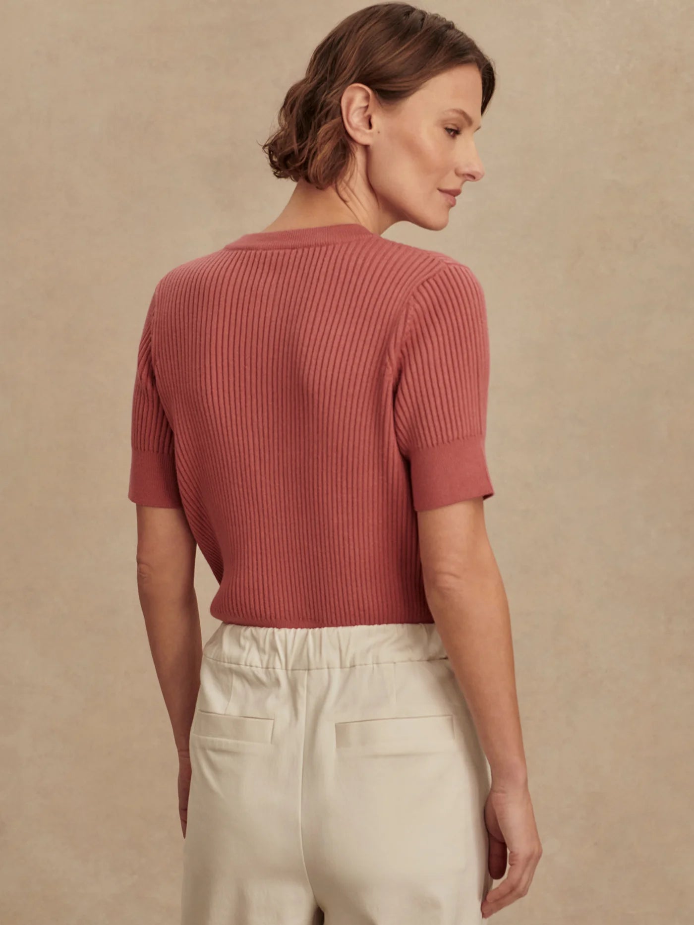 Varley Micha Short Sleeve Cardigan - Mauvewood