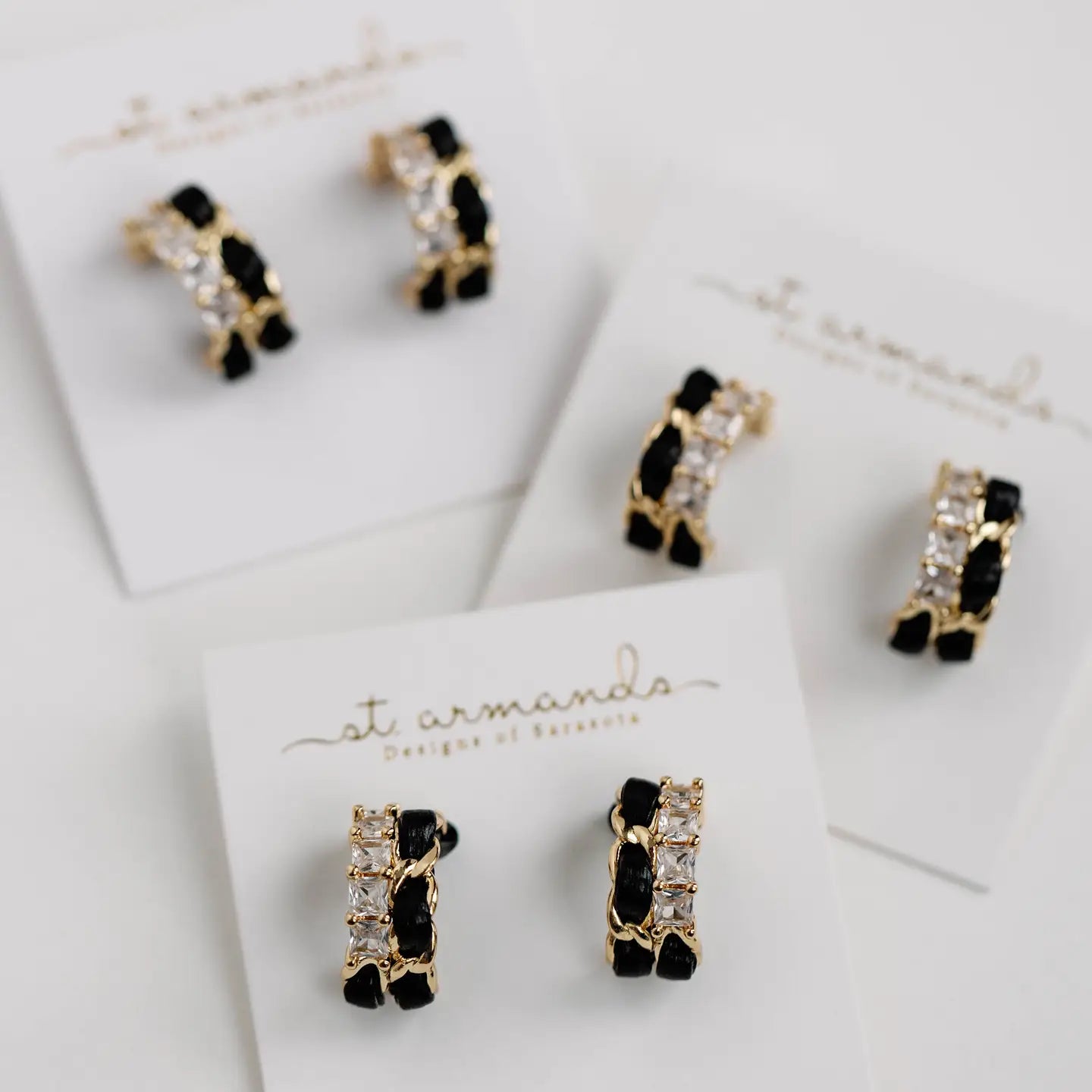 St Armand's Black Vintage Chain Wrapped Leather Hoop