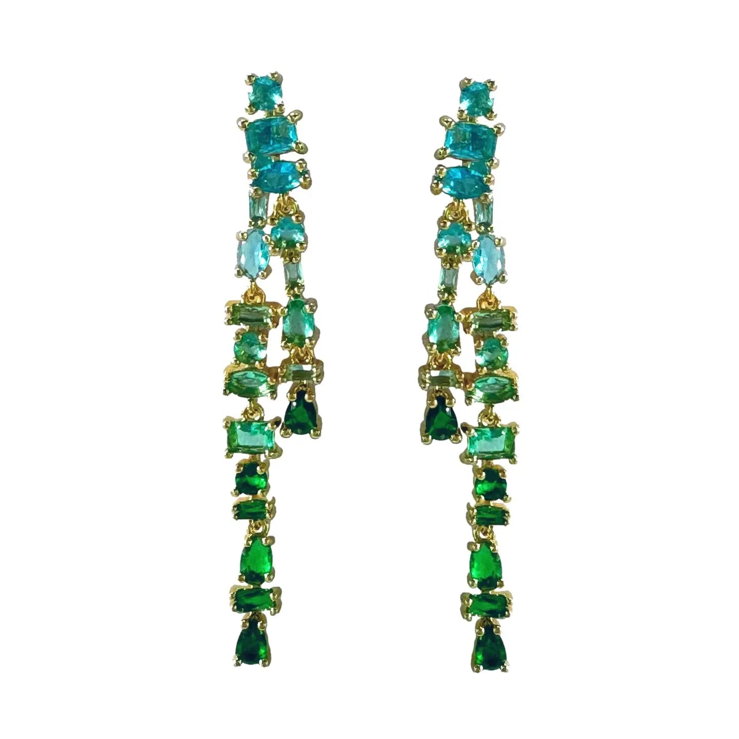 St Armand's Turquoise & Green Ombre Crystal Layered Duster Earrings
