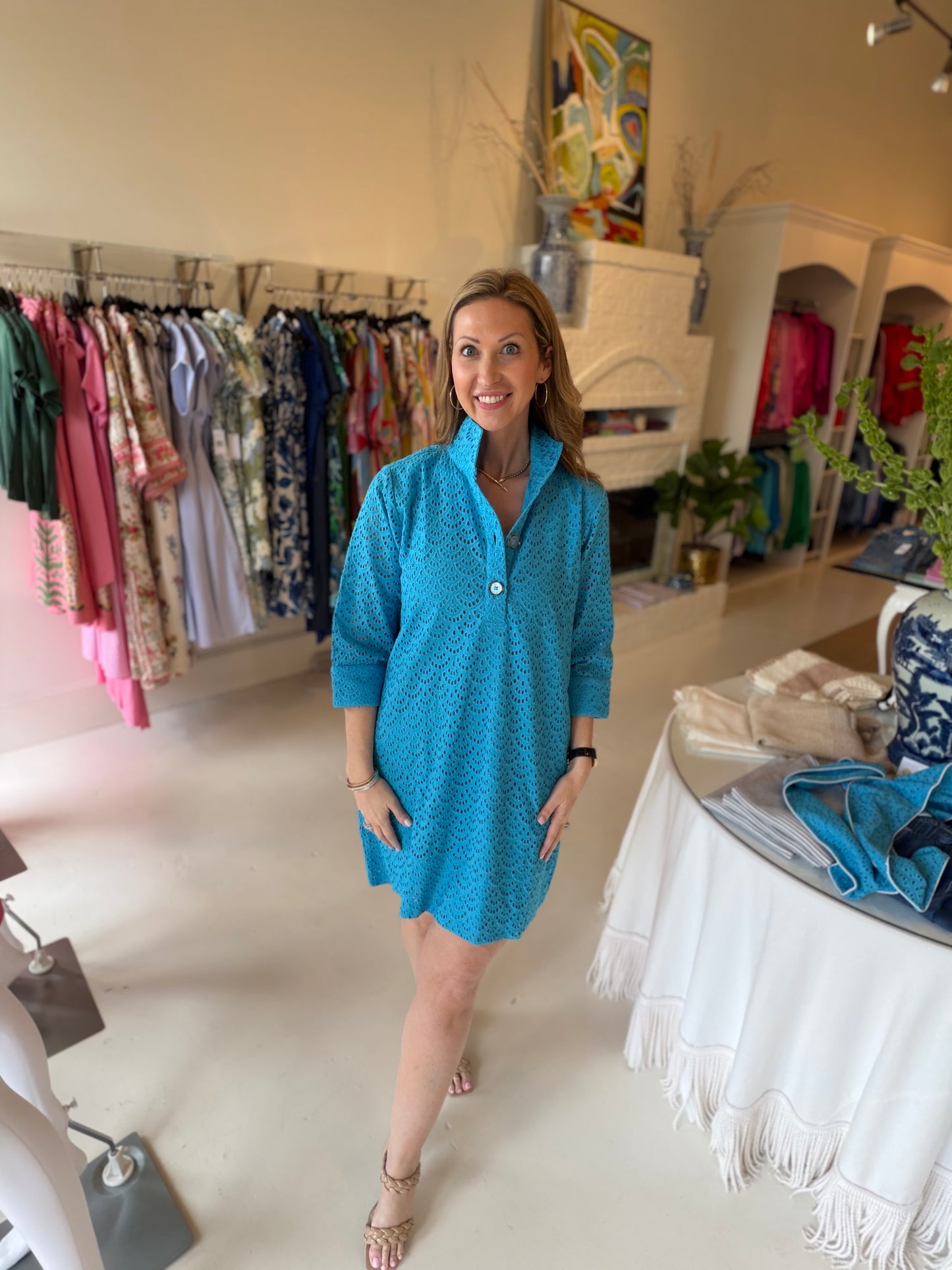 Holly Shae Arden Dress - Blue Eyelet