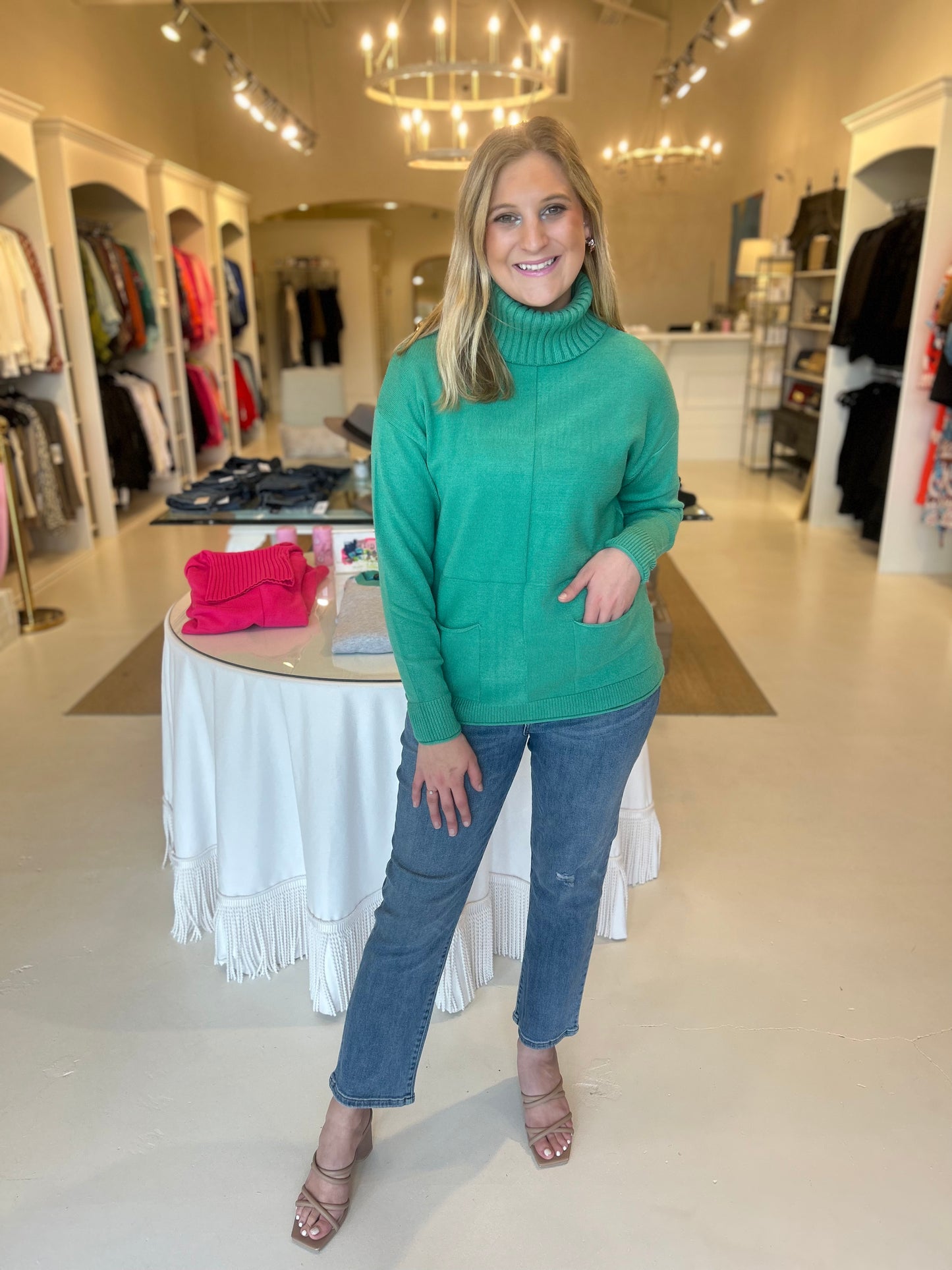 Renuar Turtle Neck Front Pocket Sweater