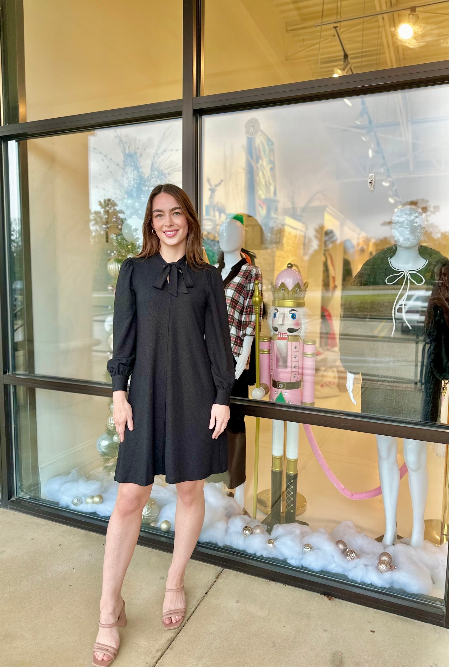 Esqualo Black Tie Neck Glittery Dress