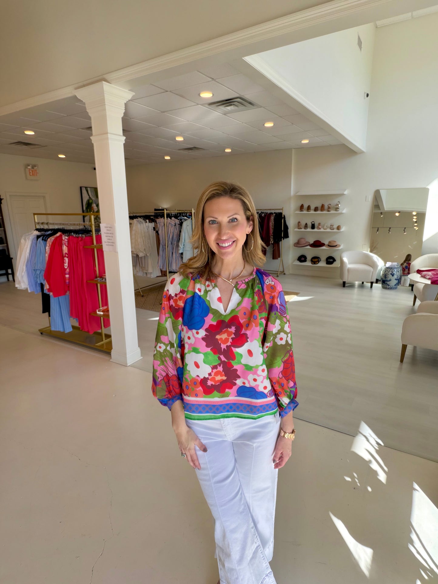 Joy Joy Peasant Sleeve Bishop Top - Petal Pop