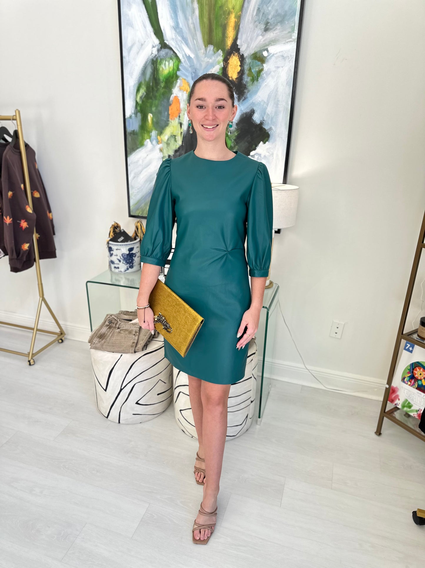 Esqualo Faux Leather Dress - Teal