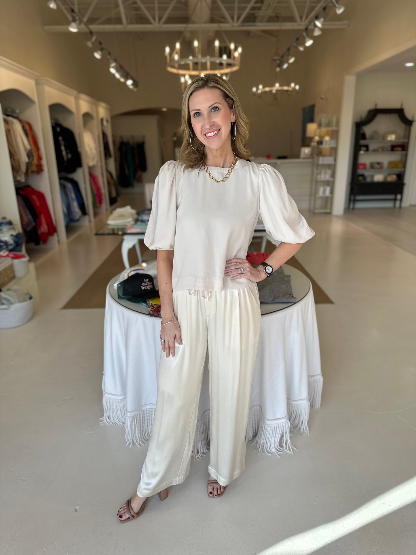 Melissa Nepton Lorene Wide Leg Pant- Platinum