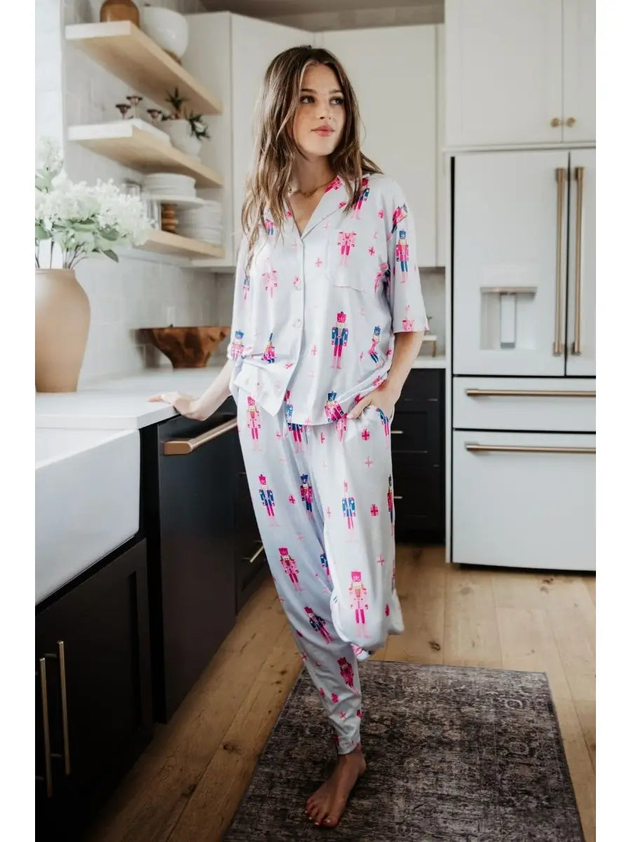 Nutcracker Christmas Pajama Set - Light Blue