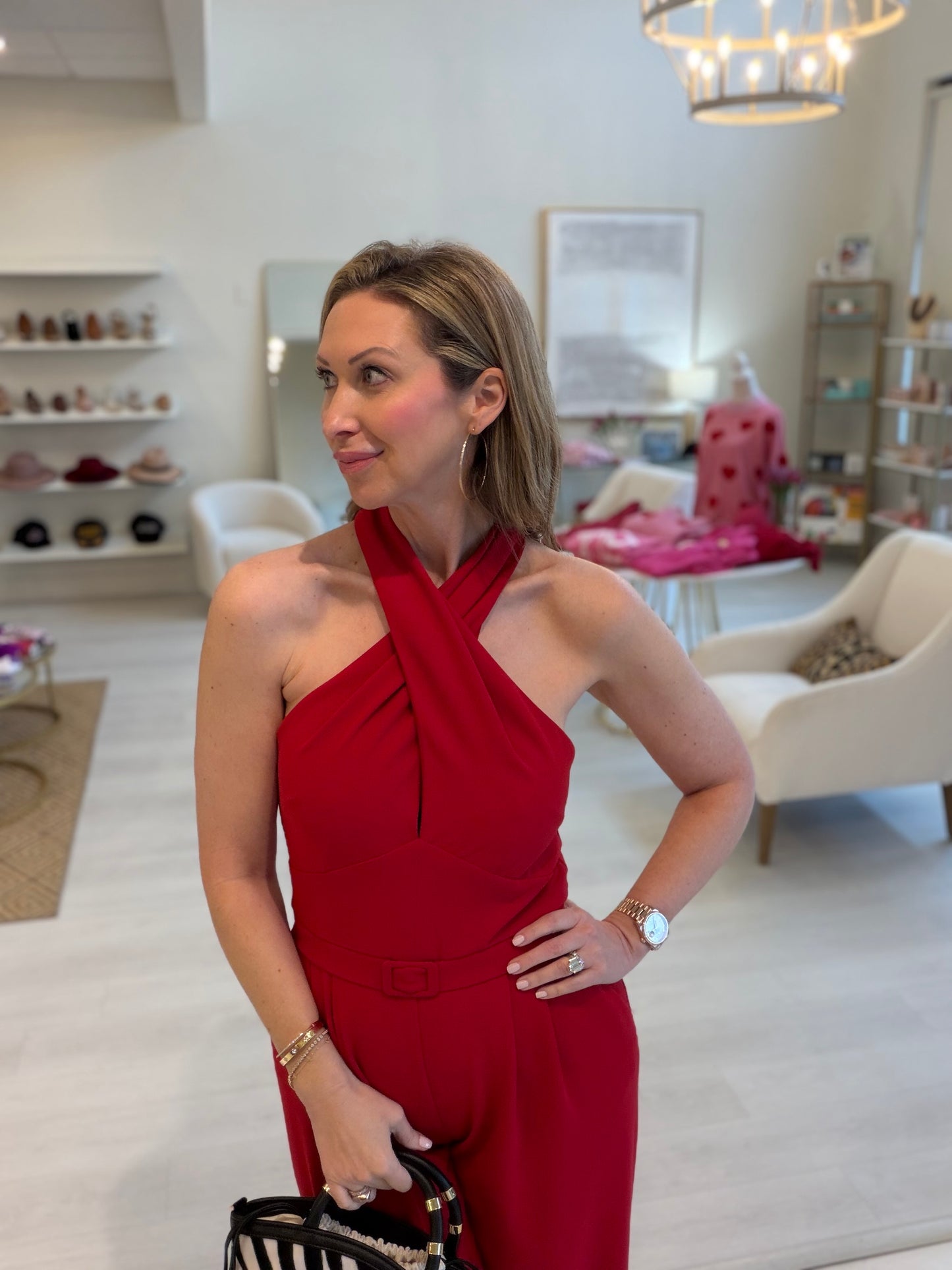 Lavender Brown Salem Jumpsuit - Jewel Red