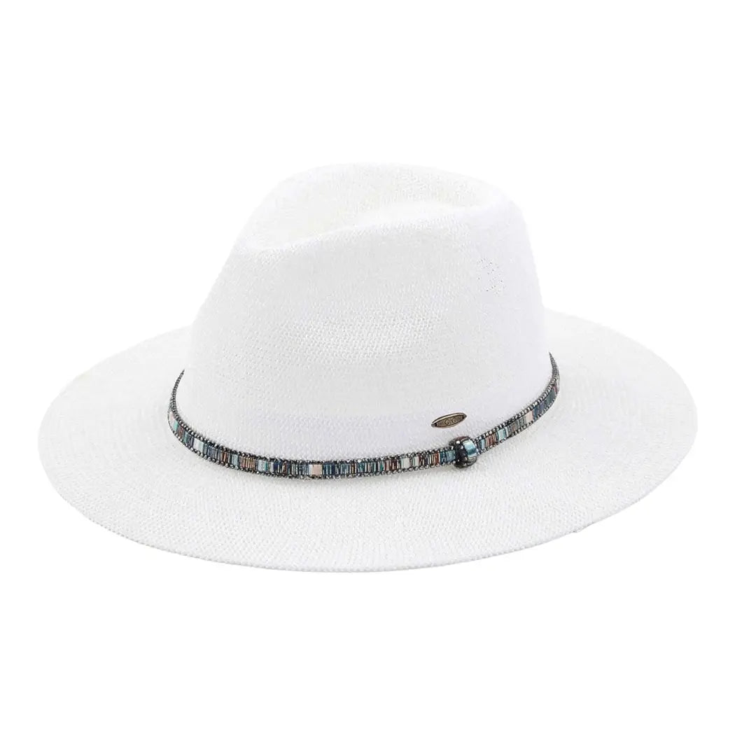 Multi-Colored Thread Beaded Panama Hat