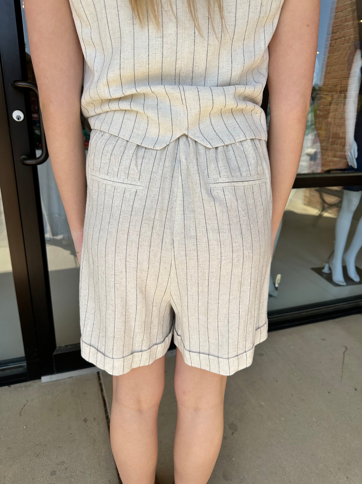Esqualo Linen Stripe Shorts