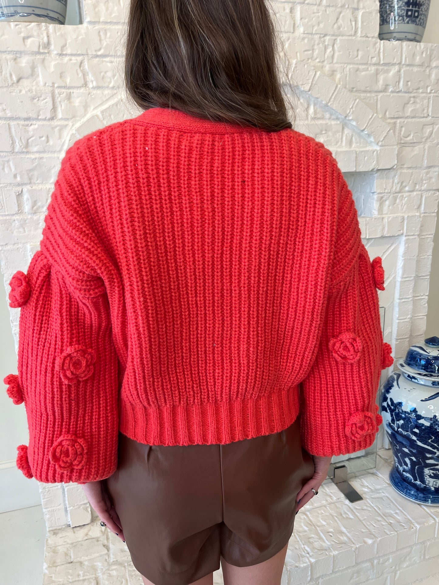 Stellah Cardigan Flower Appliqué