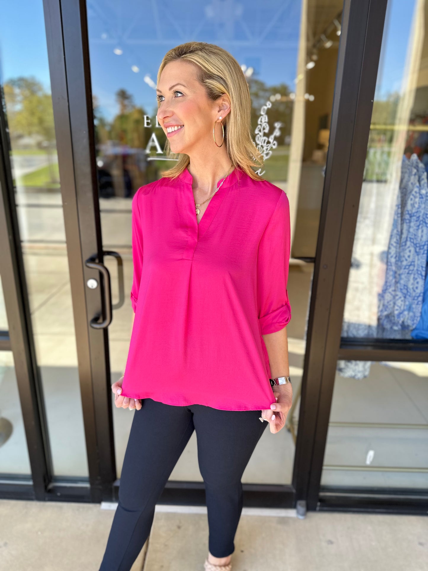 Renuar Air Flow Fabric Blouse Peony