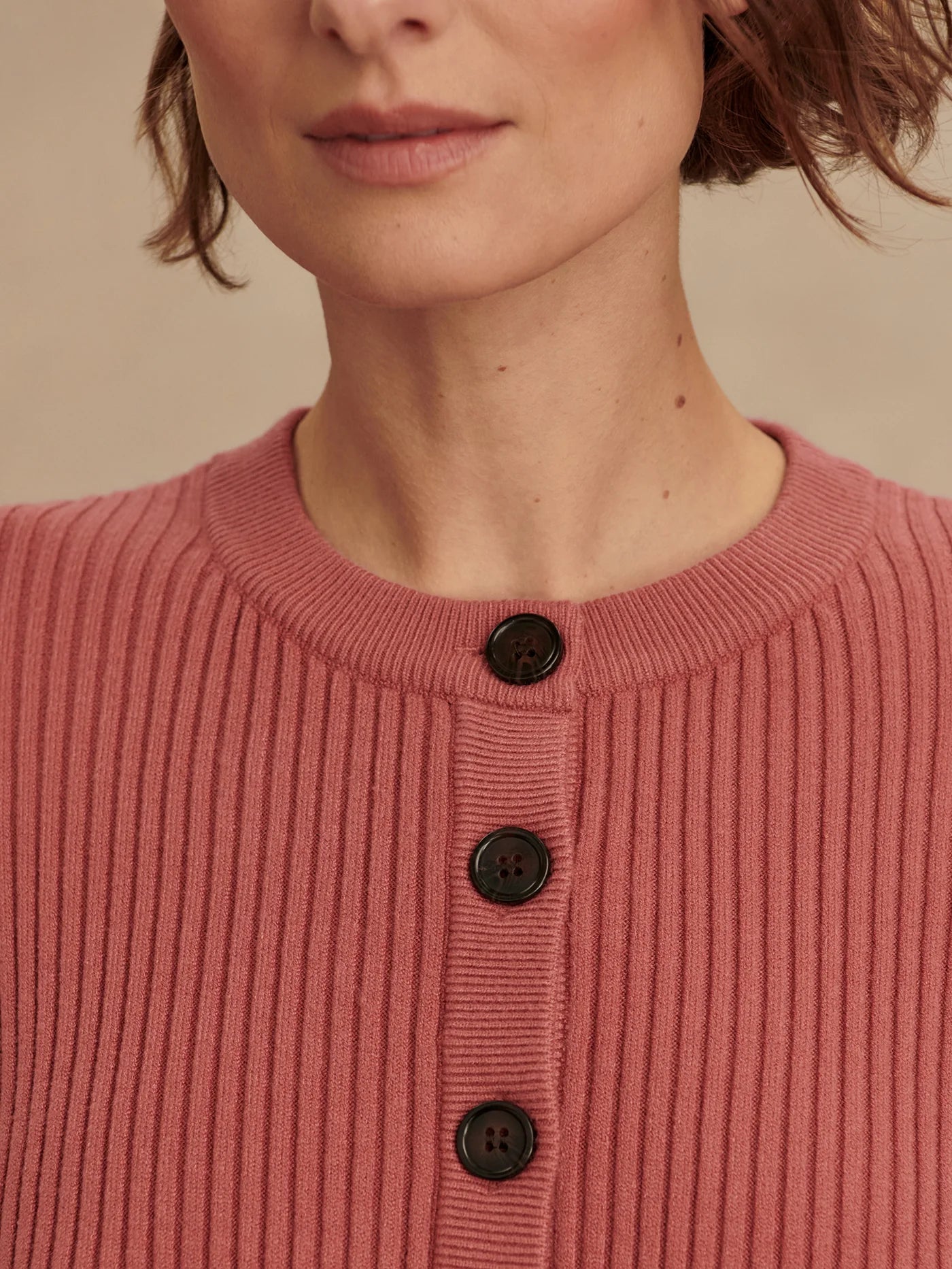Varley Micha Short Sleeve Cardigan - Mauvewood
