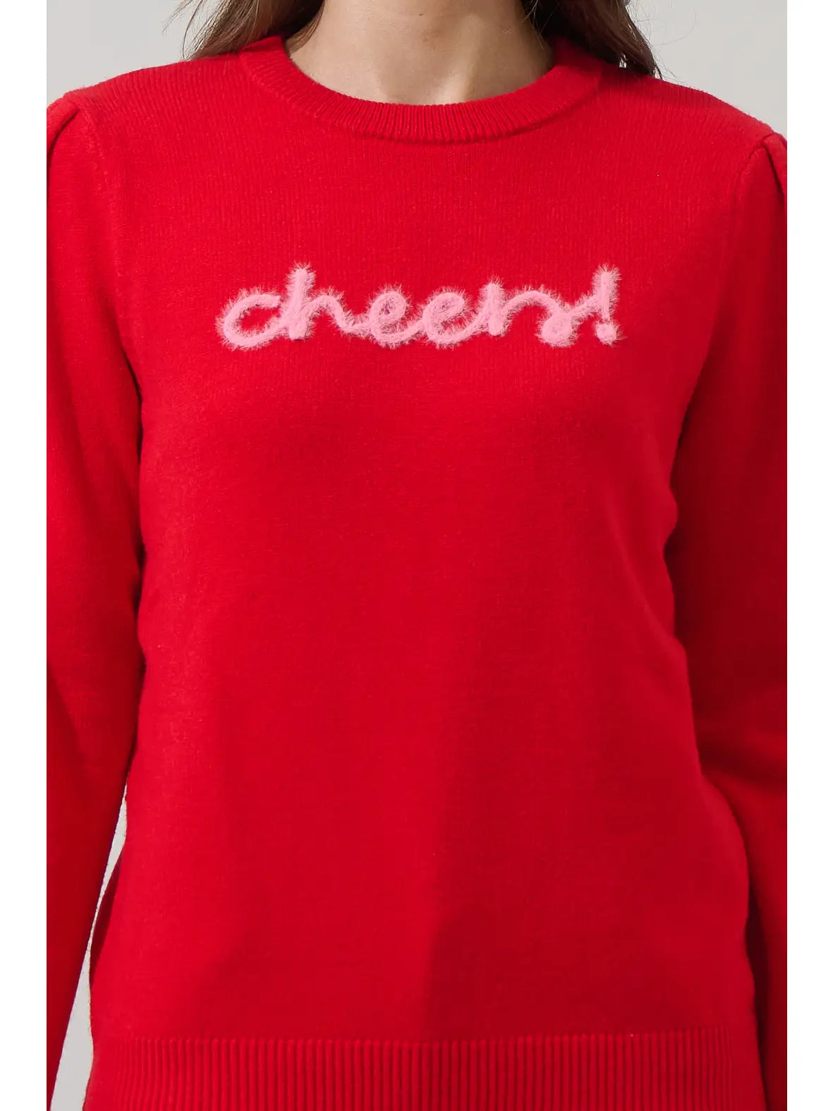 Courtney Cheers Pleated Sweater - Red & Pink