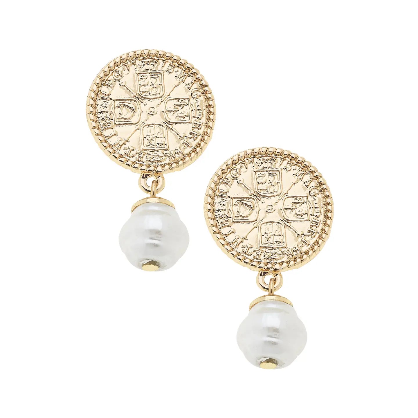 EAB Favorites Coin Pearl Drop Earrings - Gold