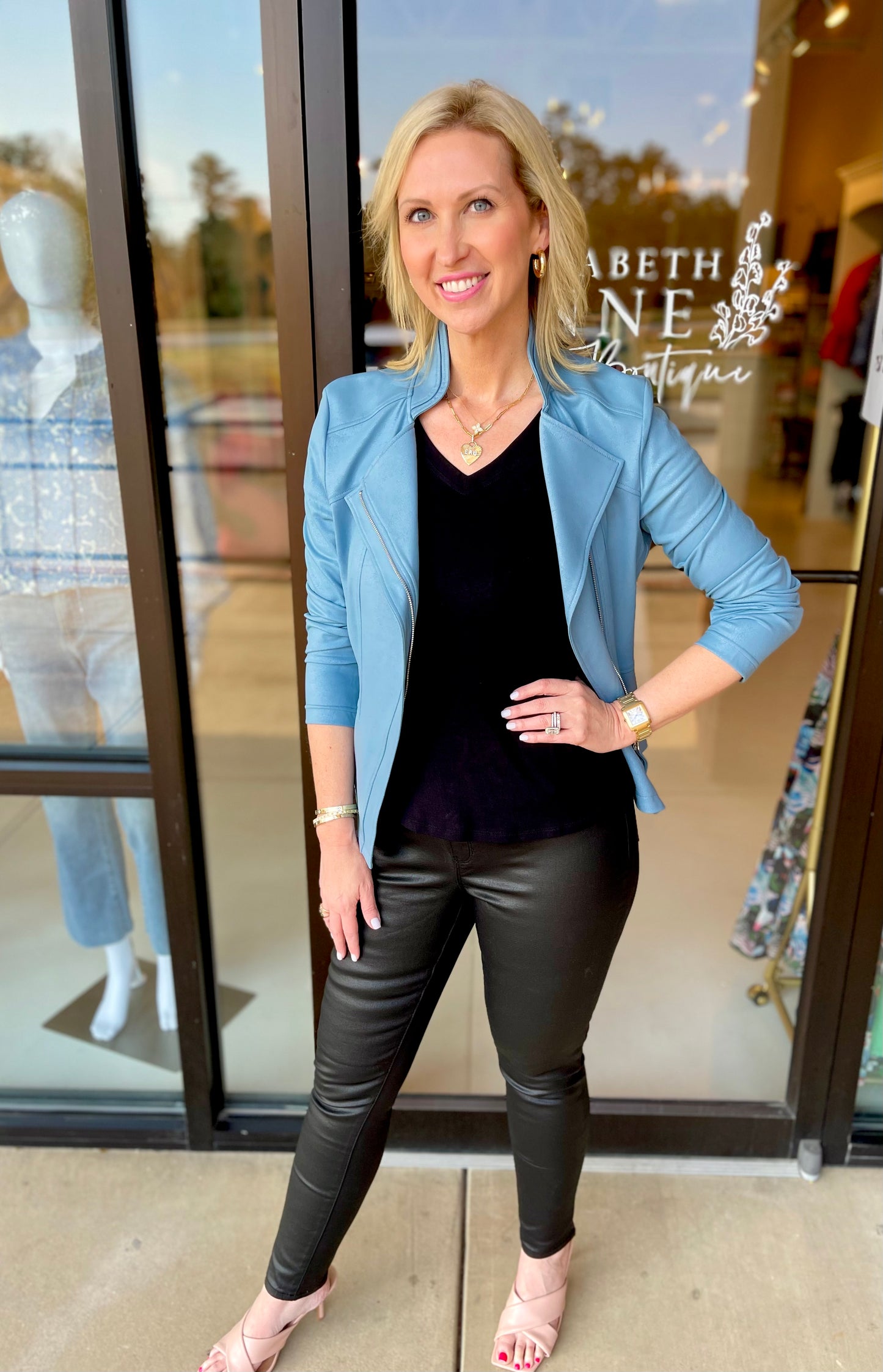 Clara Sunwoo Knit Zip Jacket - Sky Blue