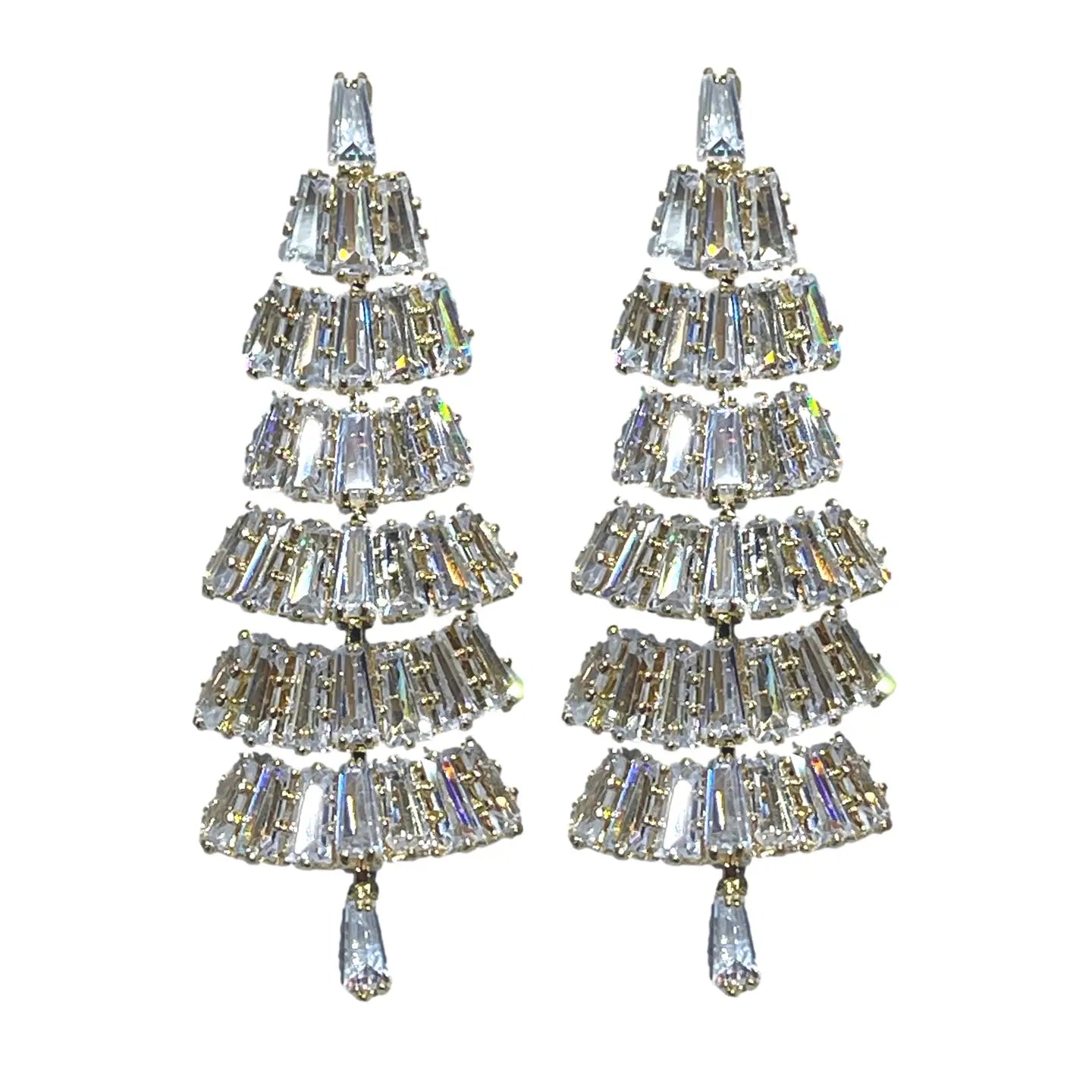 St Armand's Crystal Christmas Tree Holiday Statement Earrings