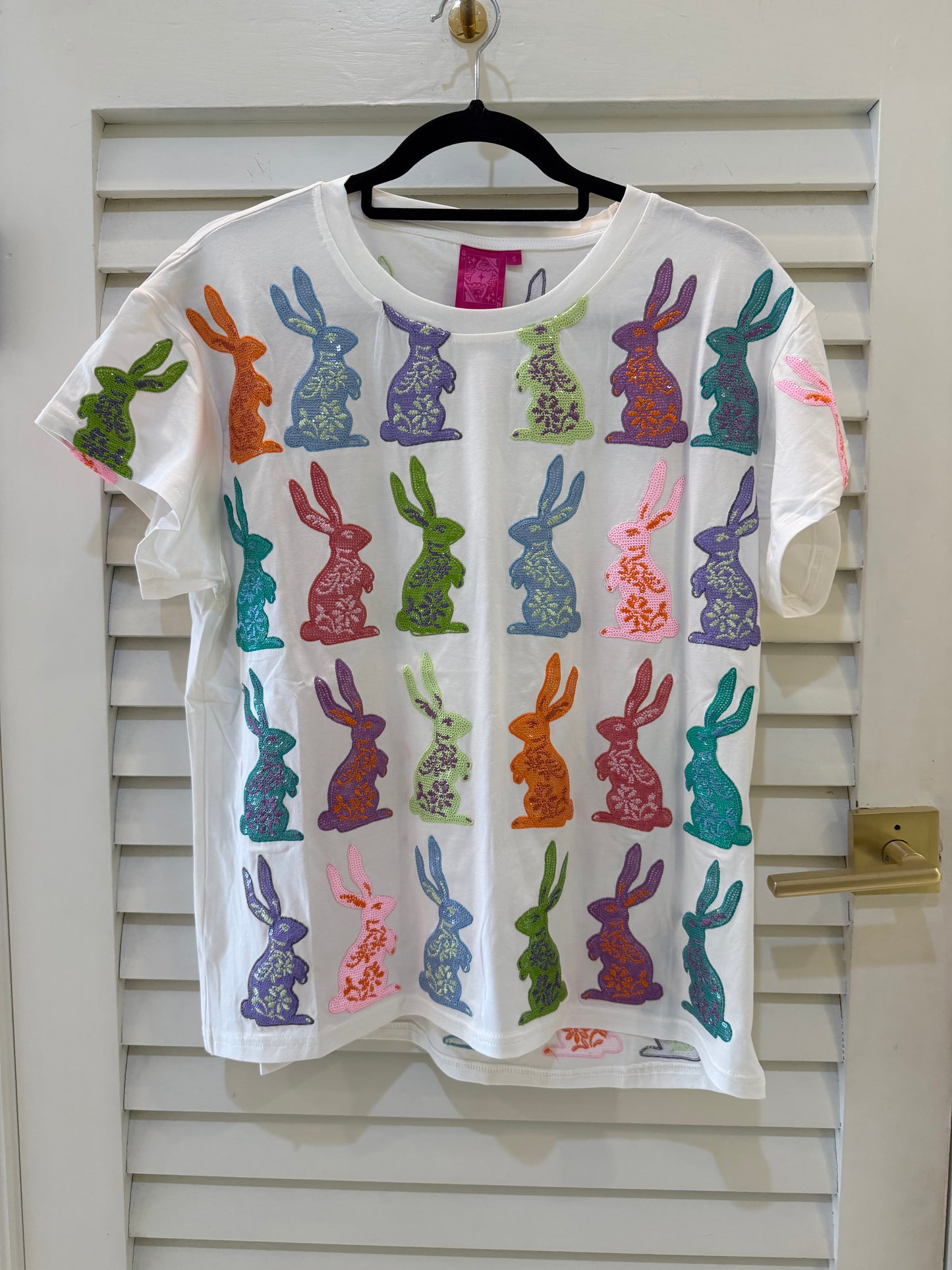 Queen of Sparkles White Easter Bunny Tee