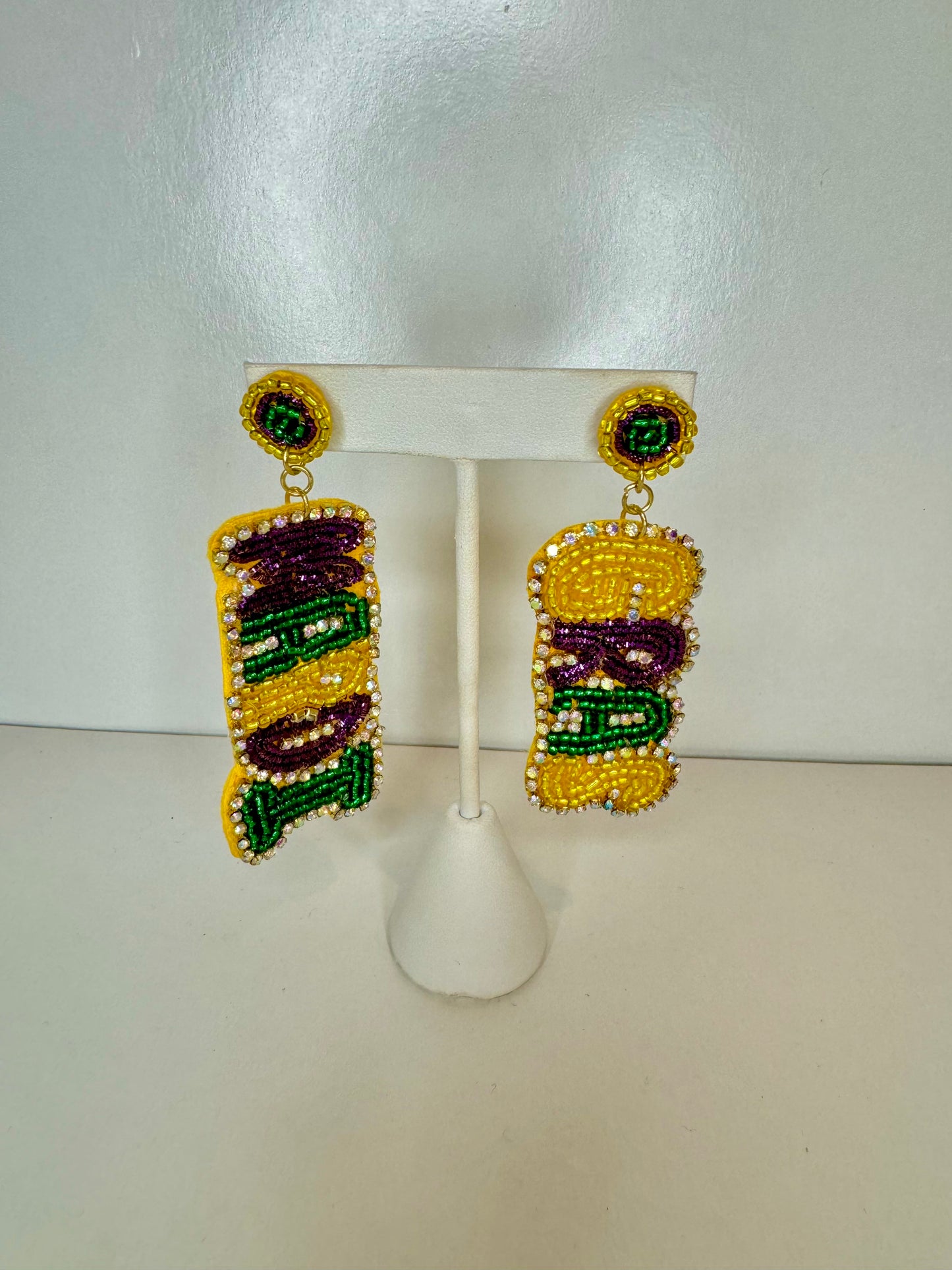 EAB Favorites Beaded Mardi Gras Earrings